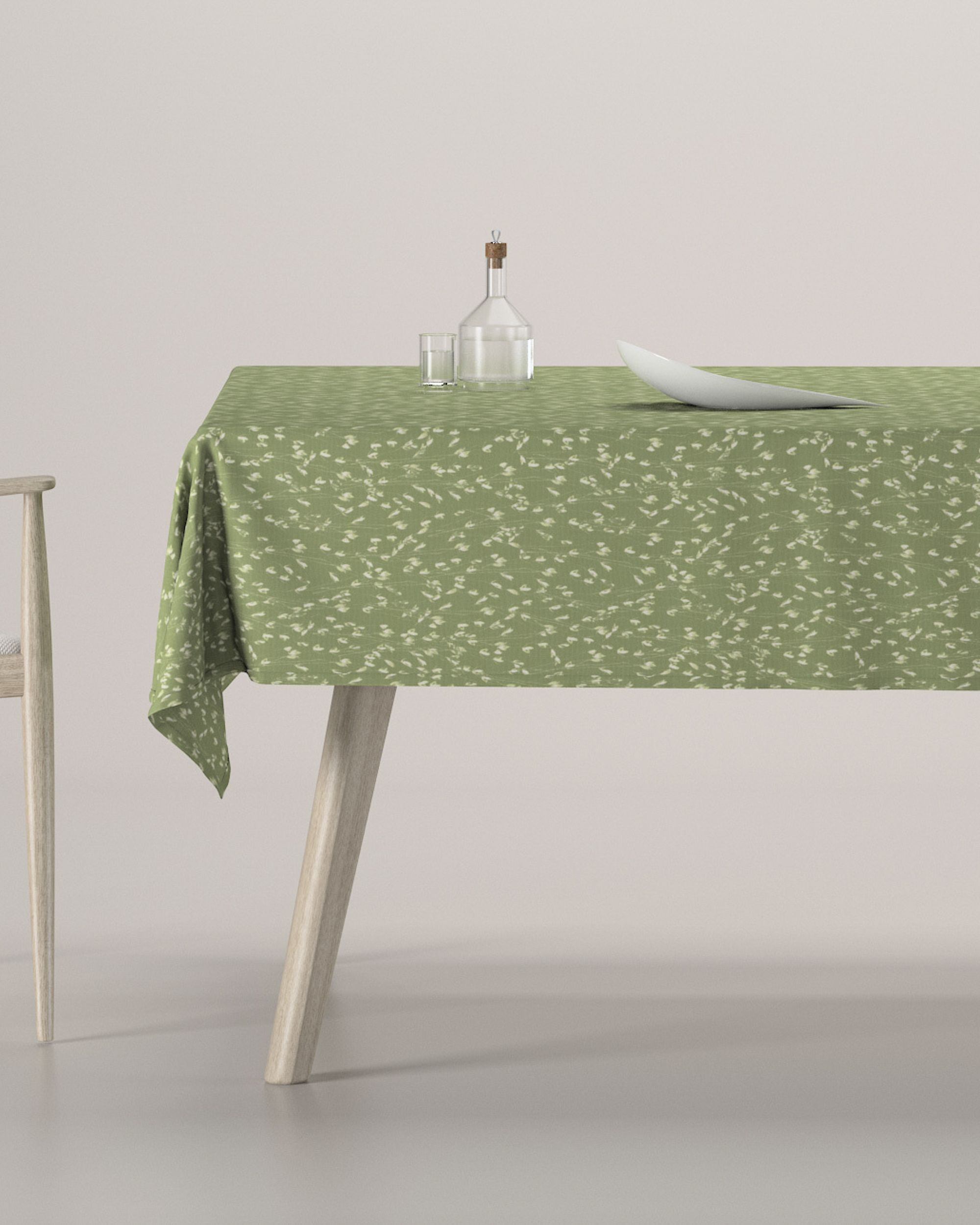 Rectangular tablecloth colour green fabric patterned