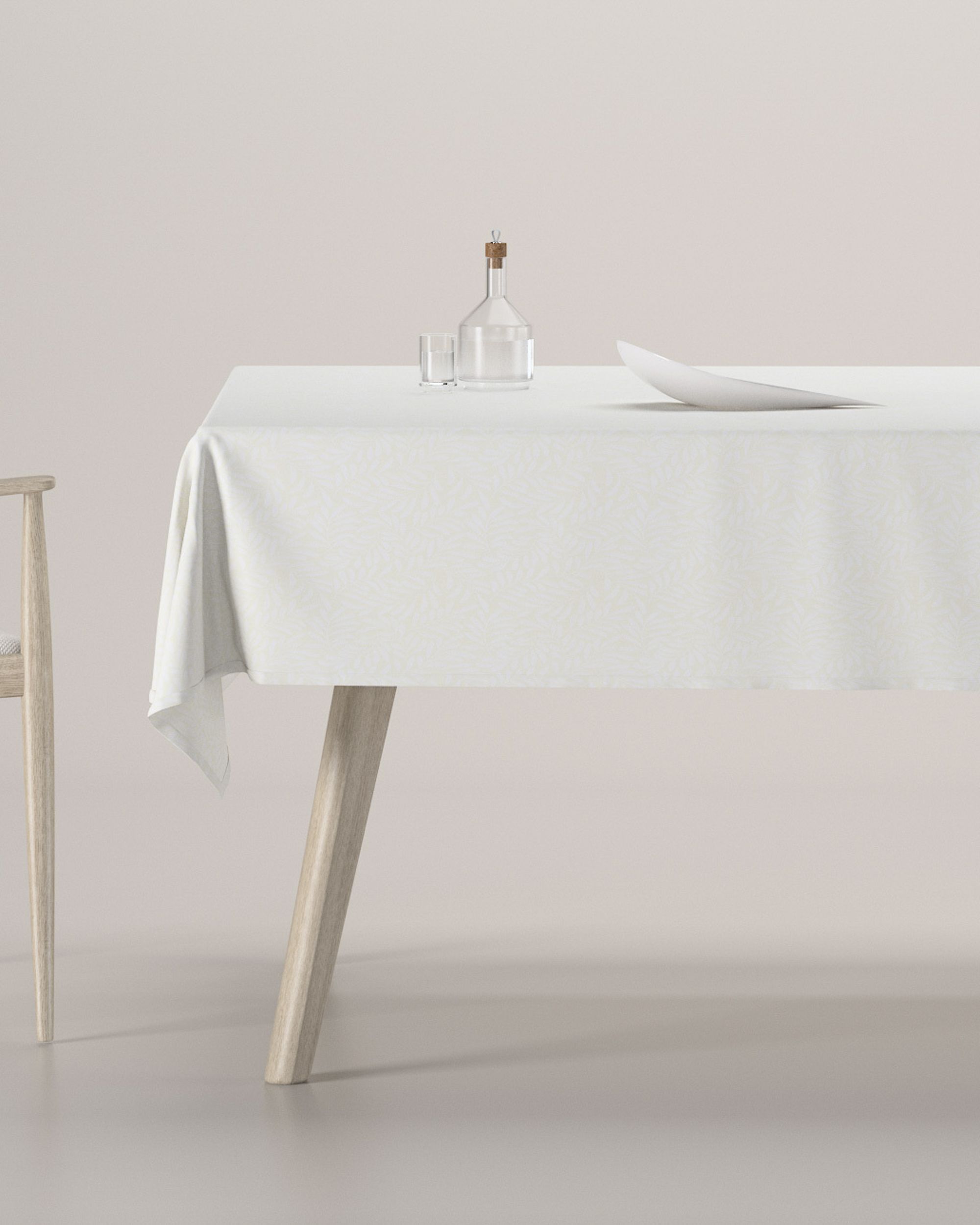 Rectangular tablecloth colour cream fabric structured, patterned