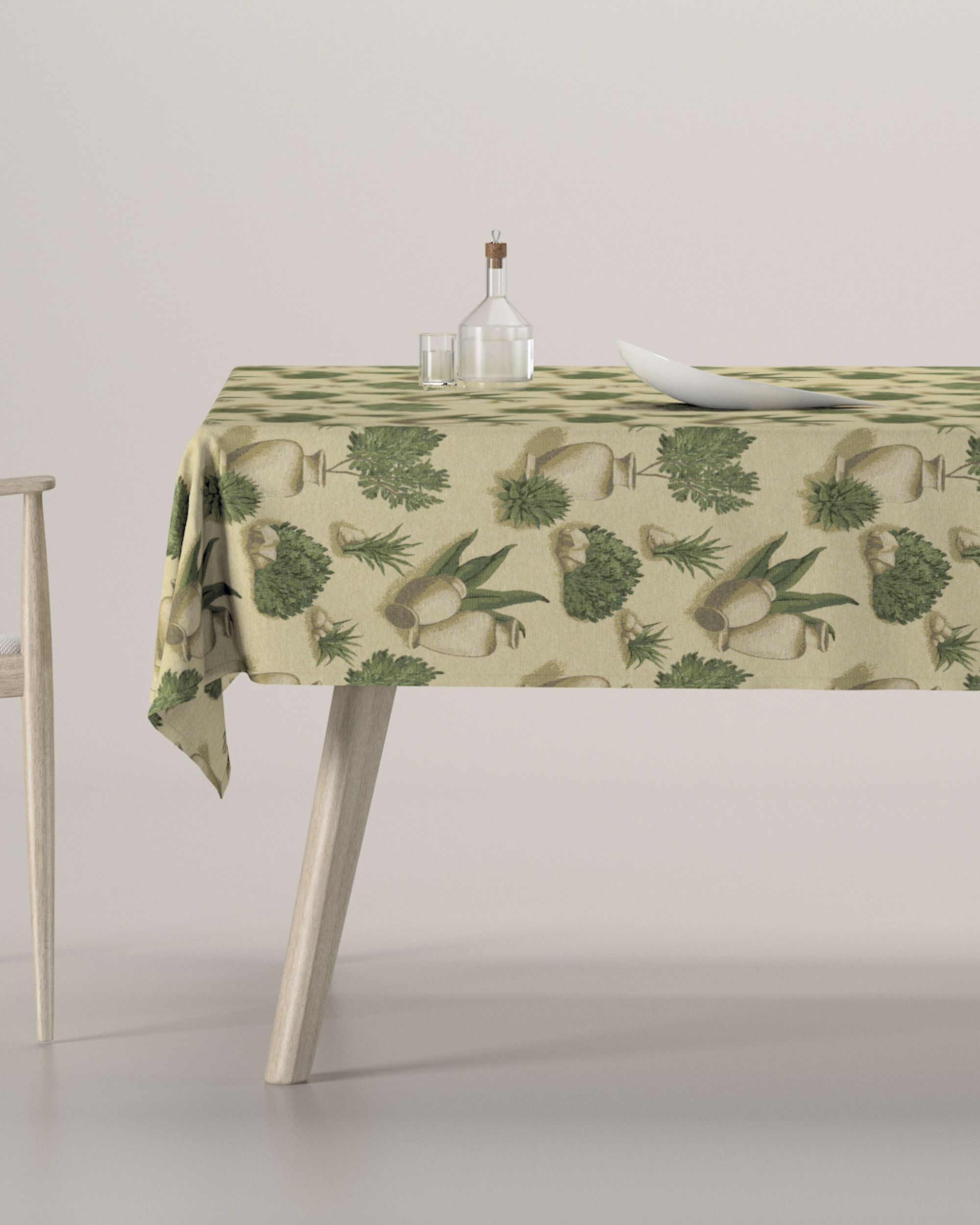 Rectangular tablecloth colour beige fabric structured, patterned