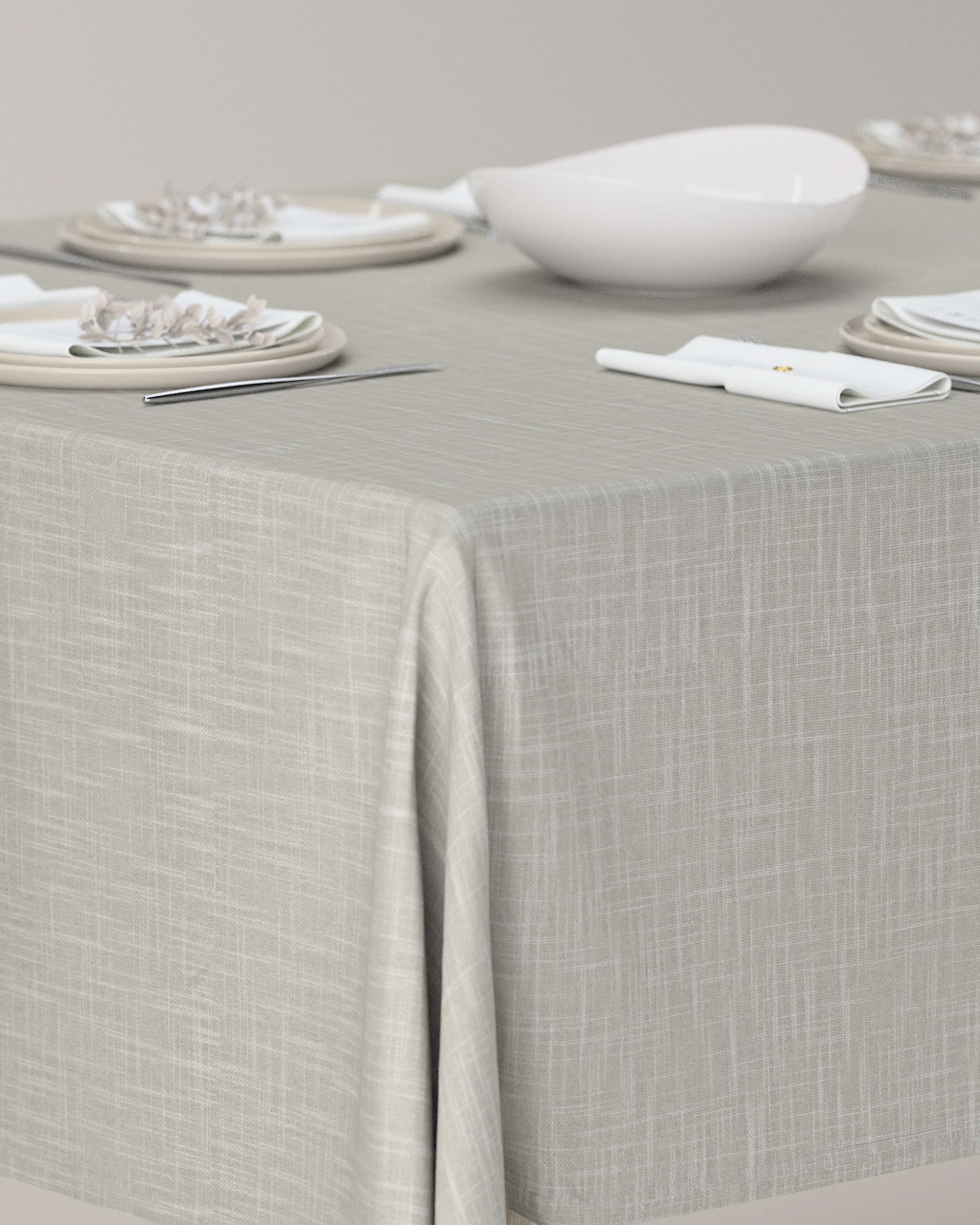 Rectangular tablecloth colour beige fabric structured (hover)