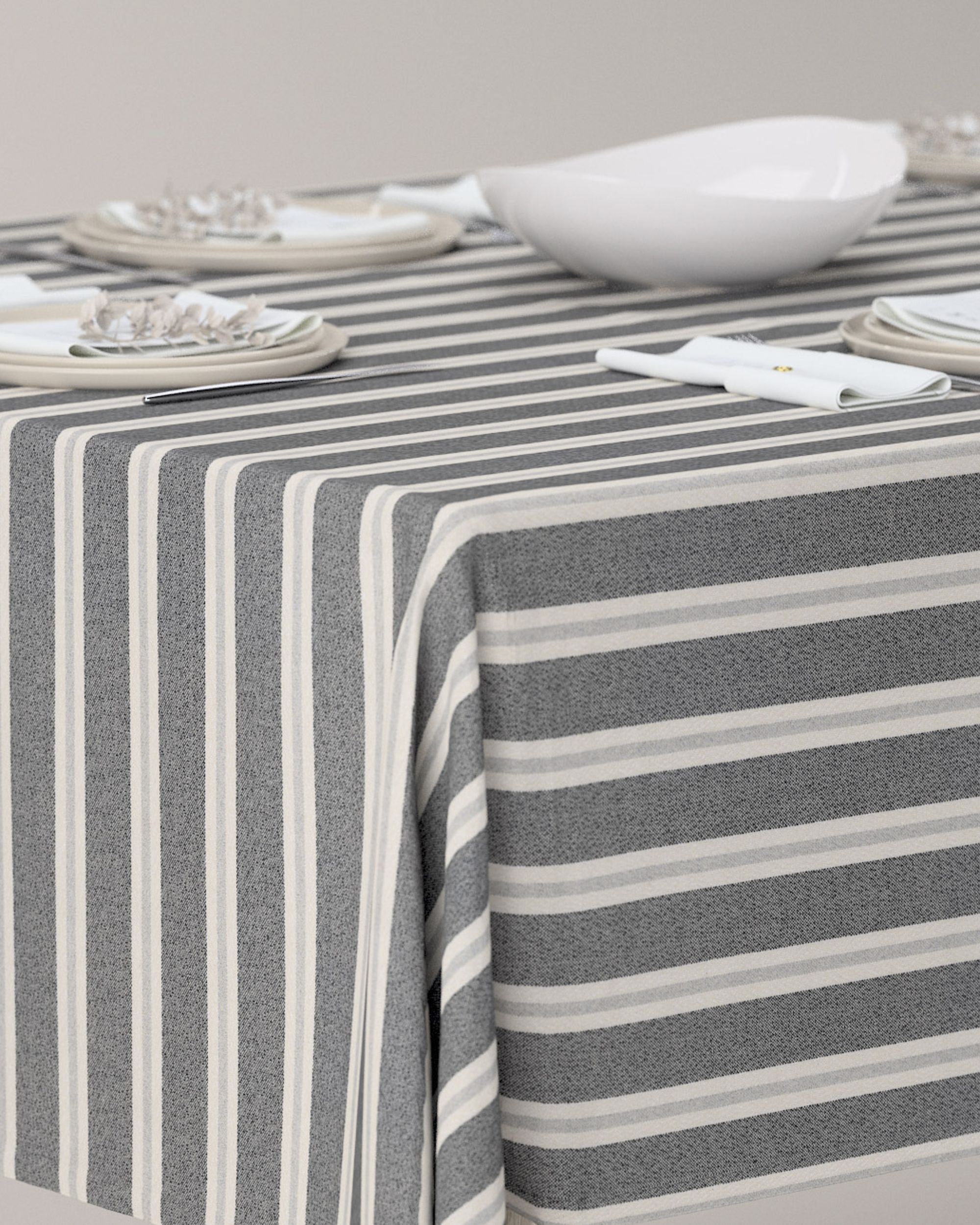 Rectangular tablecloth colour black fabric structured, patterned (hover)