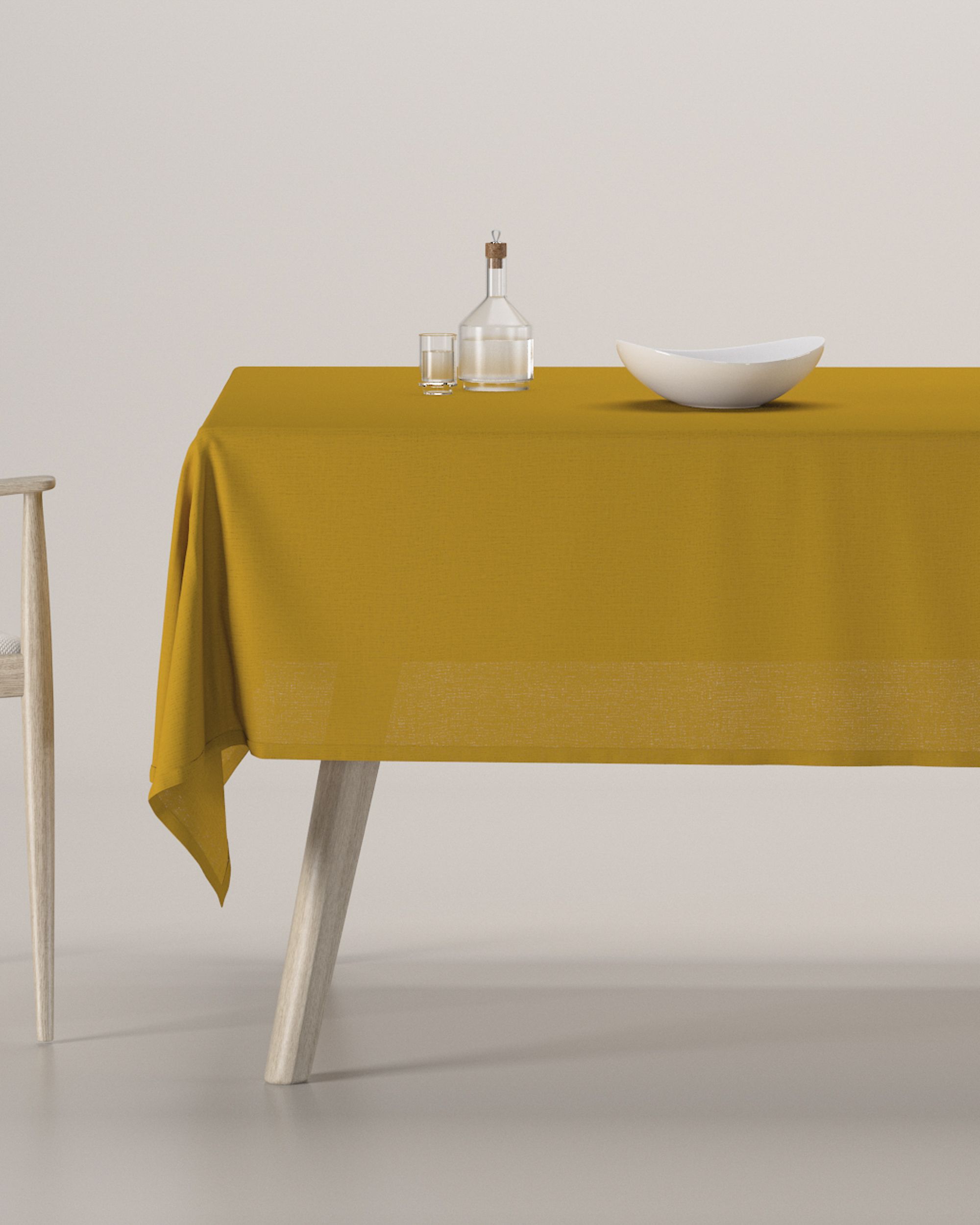 Rectangular tablecloth colour yellow fabric semi-sheer, structured