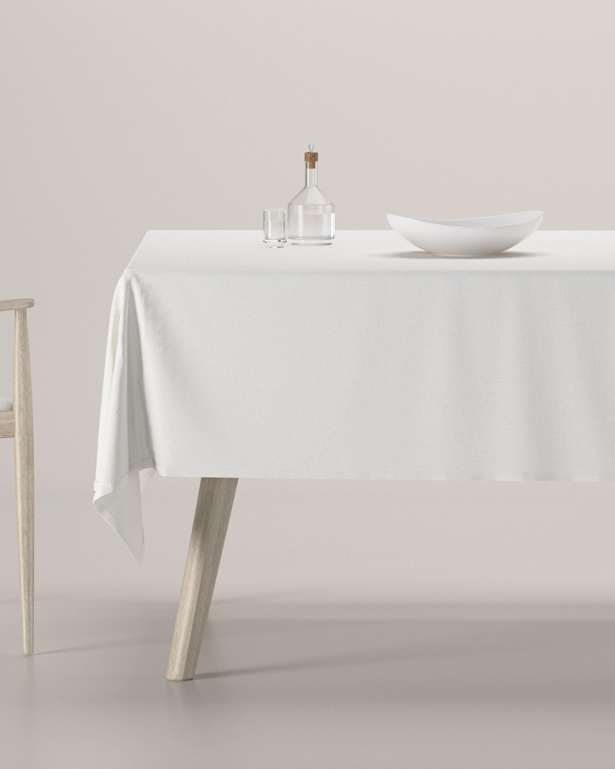 Rectangular tablecloth colour white fabric structured, blackout