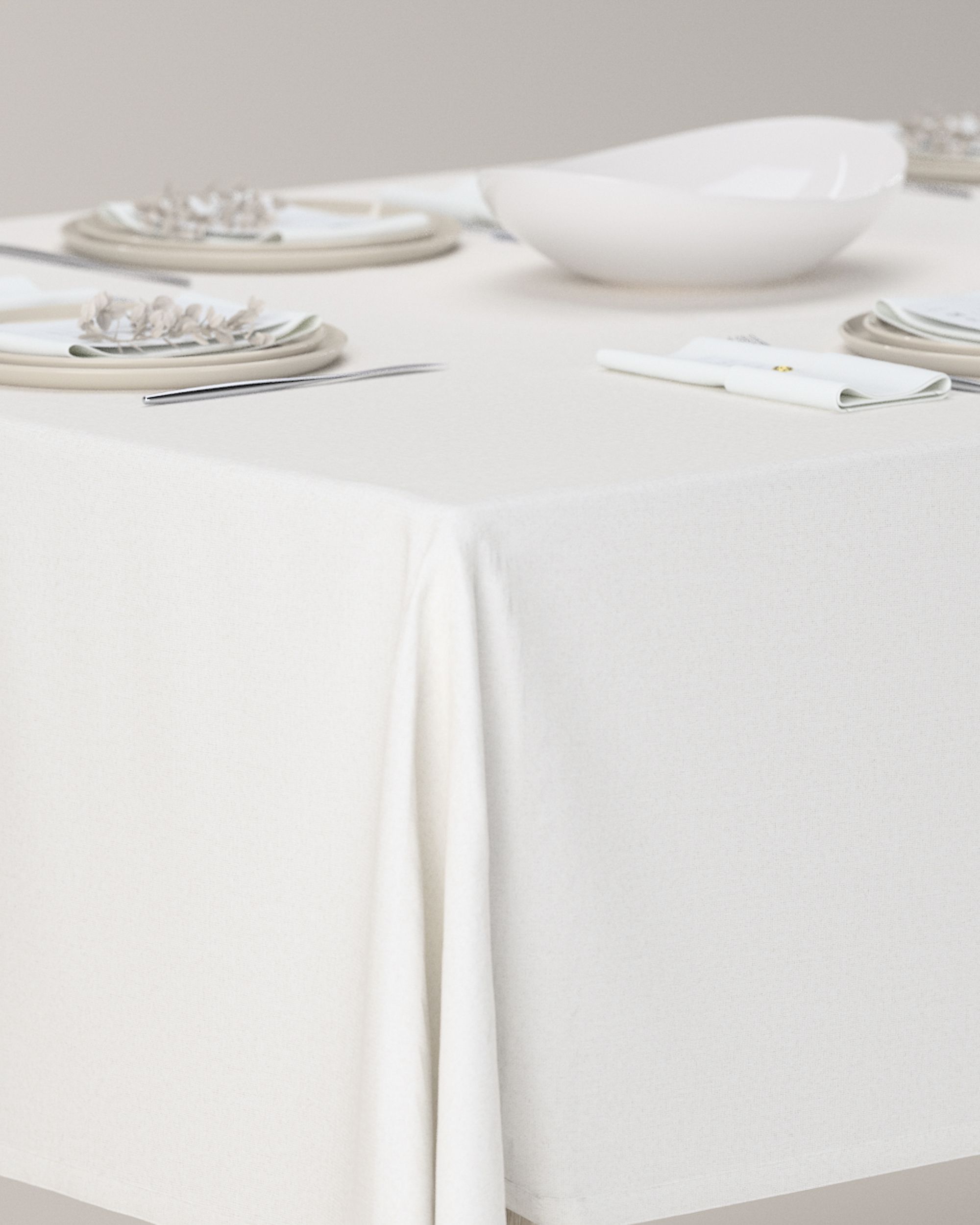 Rectangular tablecloth colour white fabric structured, blackout (hover)