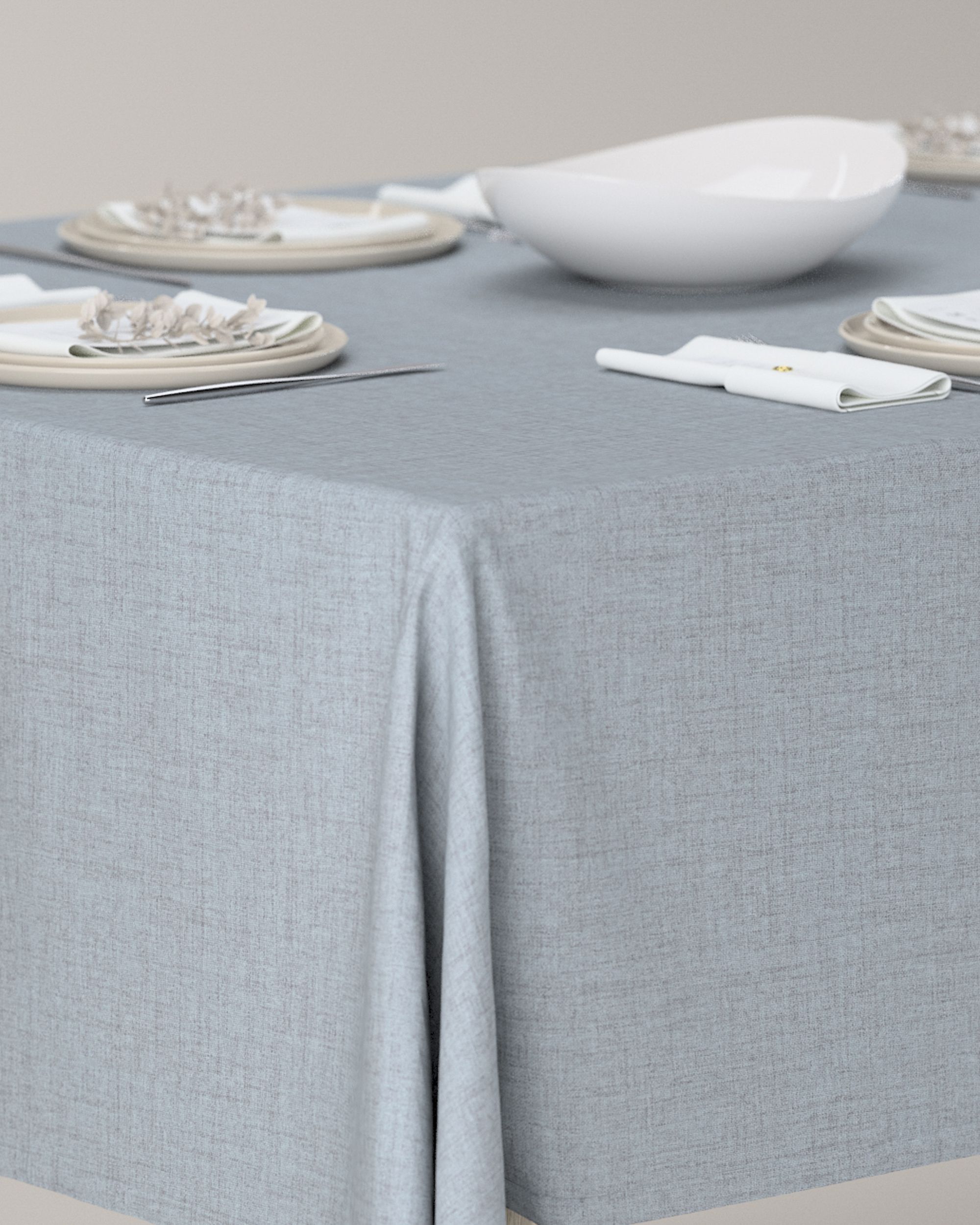 Rectangular tablecloth colour blue fabric structured, blackout (hover)