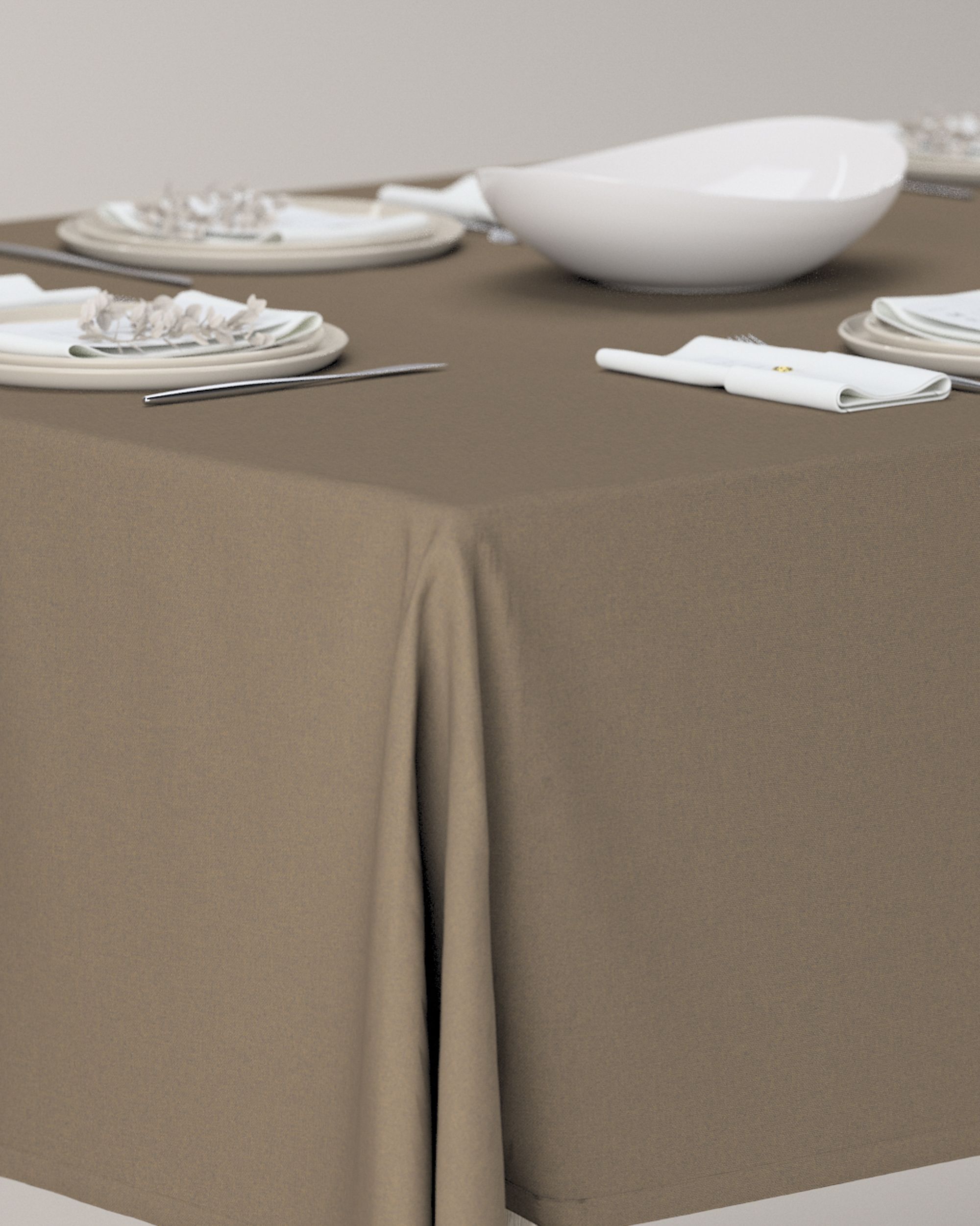 Rectangular tablecloth colour brown fabric structured, blackout (hover)