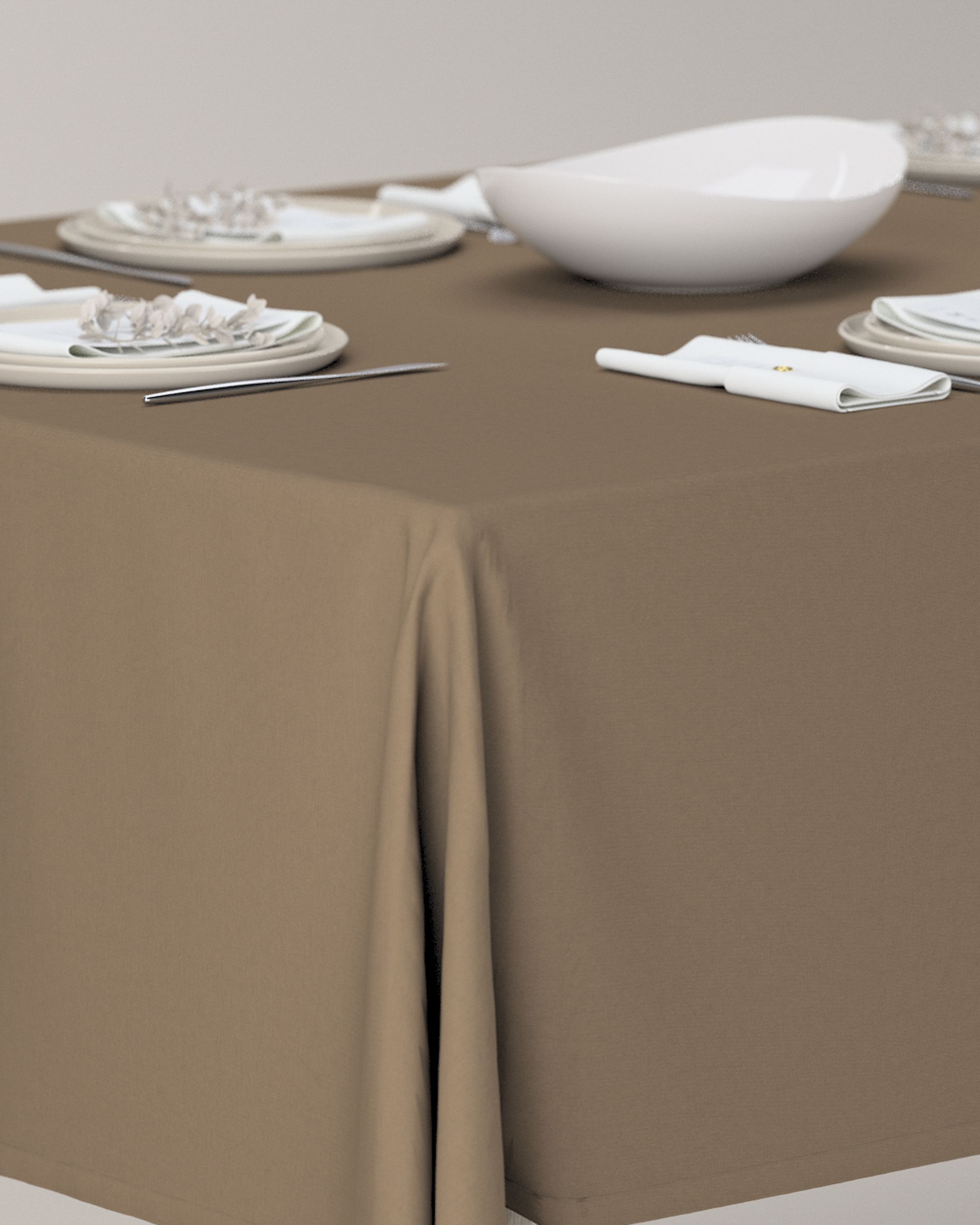 Rectangular tablecloth colour brown fabric blackout (hover)