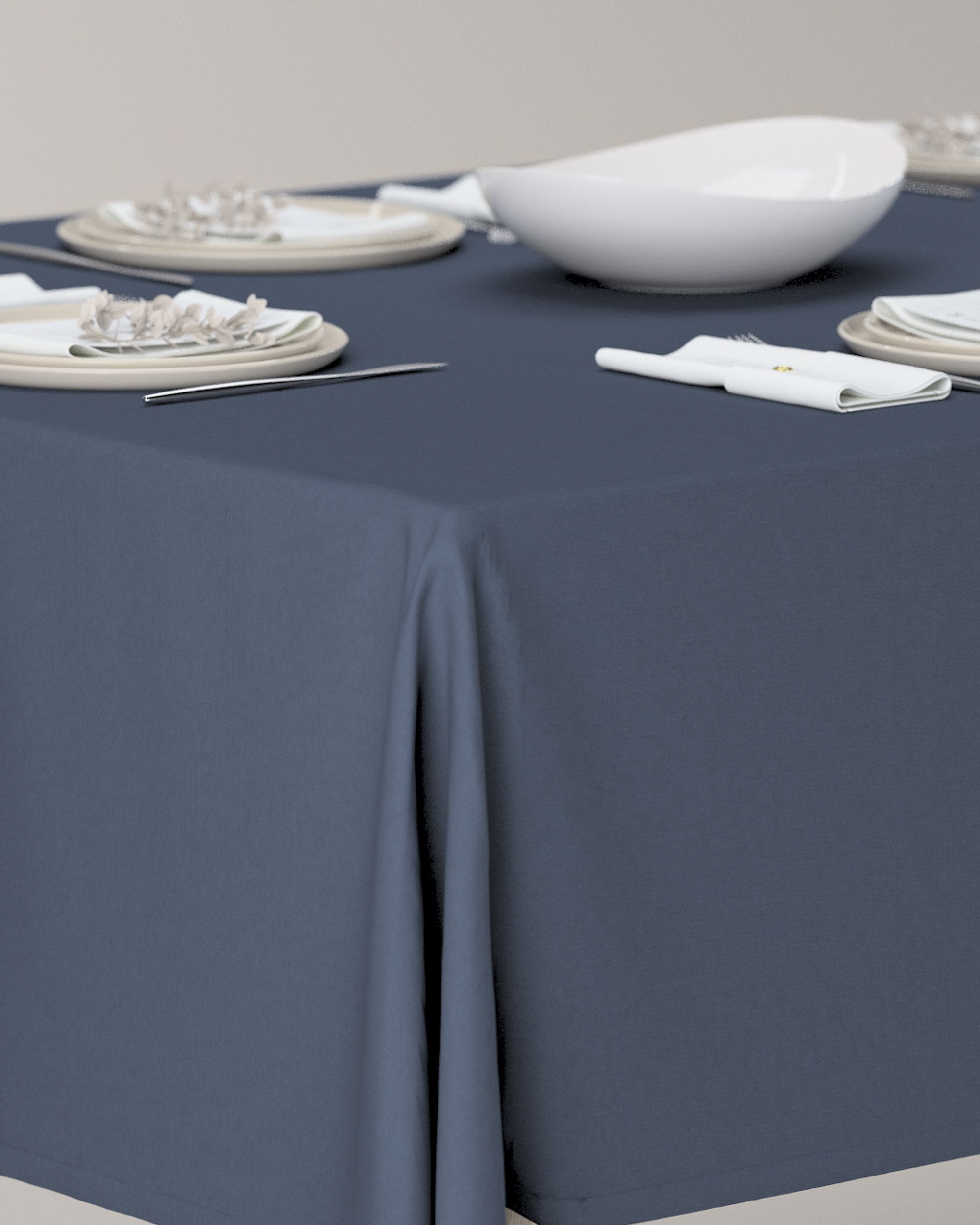 Rectangular tablecloth colour navy blue fabric blackout (hover)
