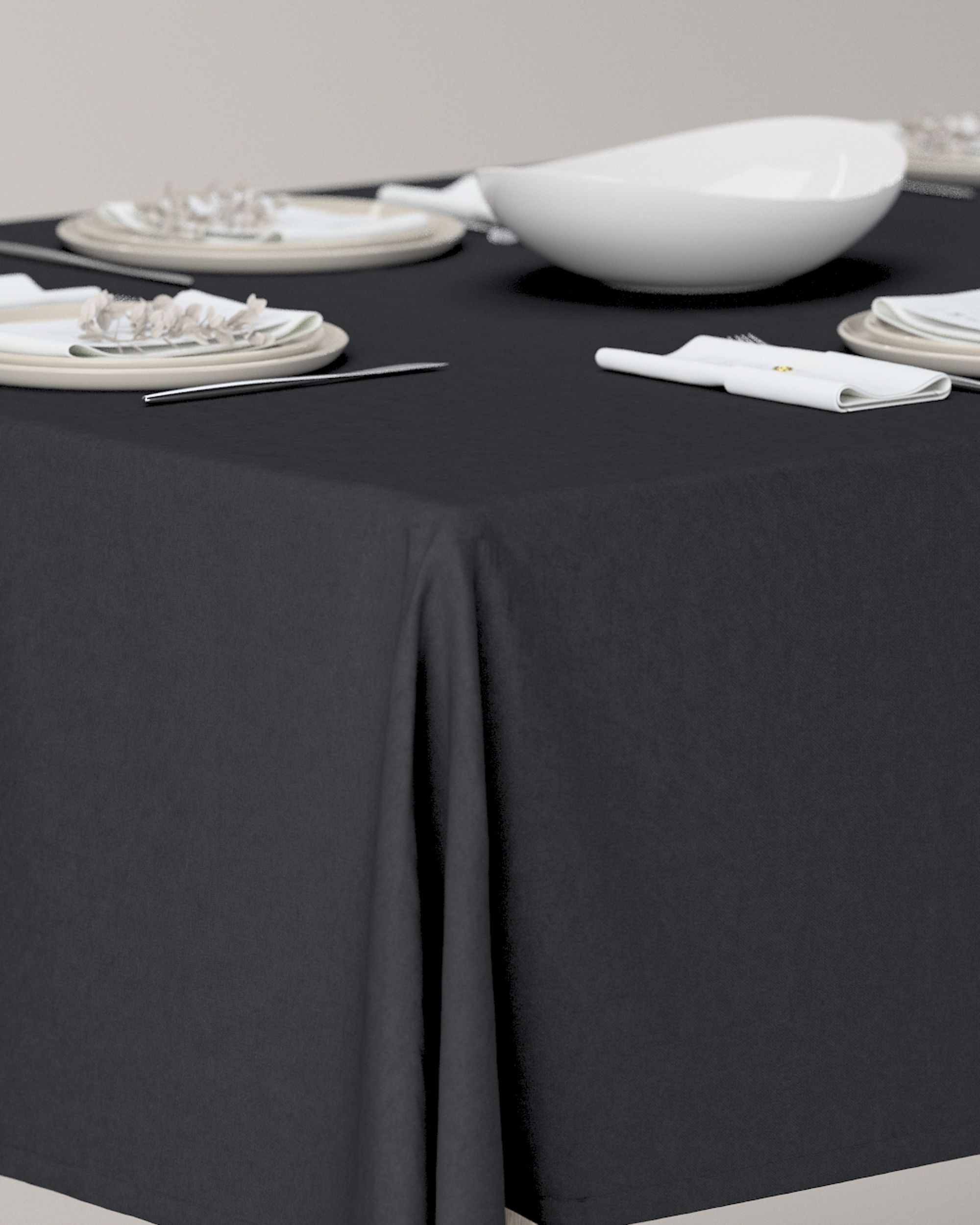 Rectangular tablecloth colour black fabric blackout (hover)