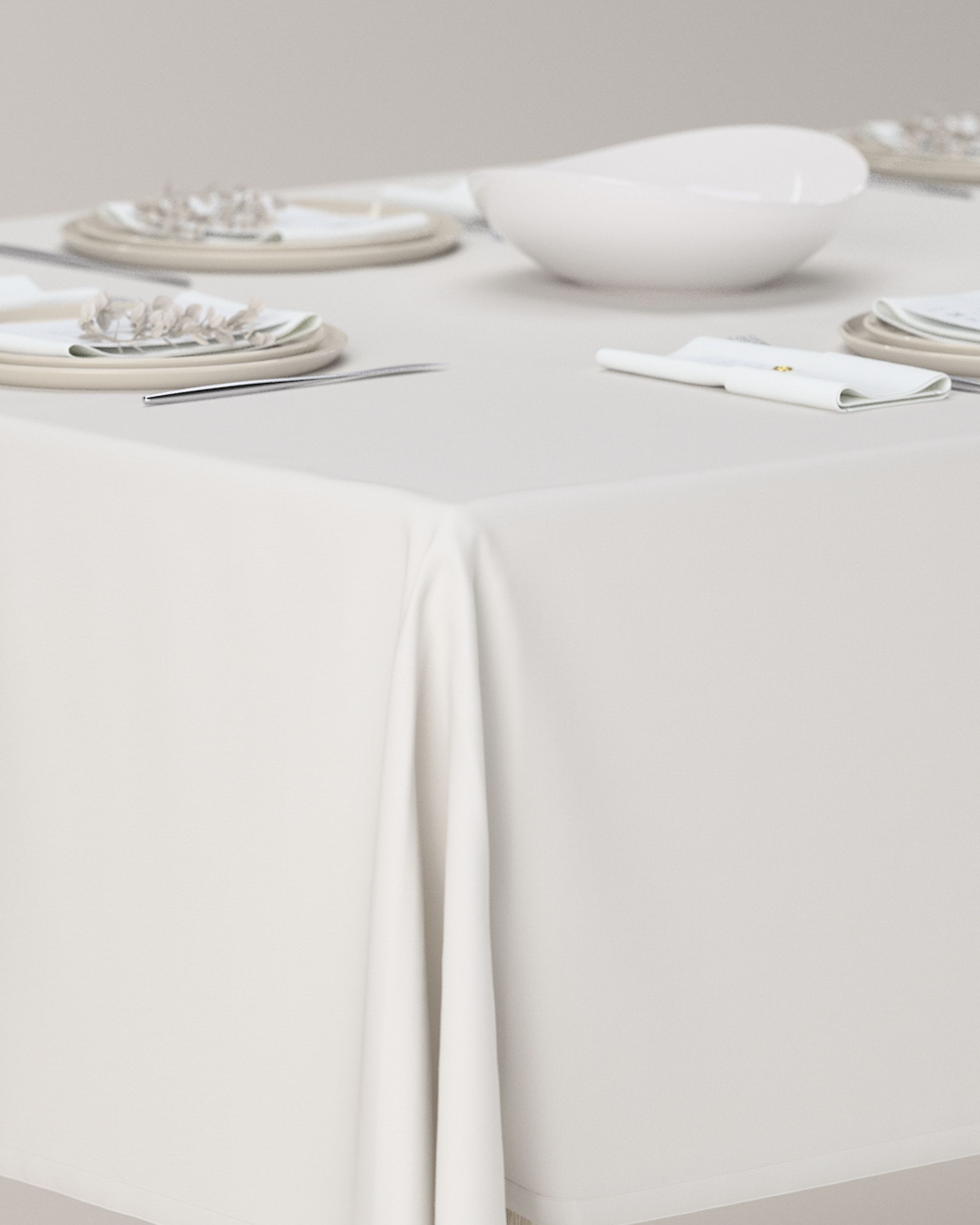 Rectangular tablecloth colour white fabric semi-sheer, structured (hover)