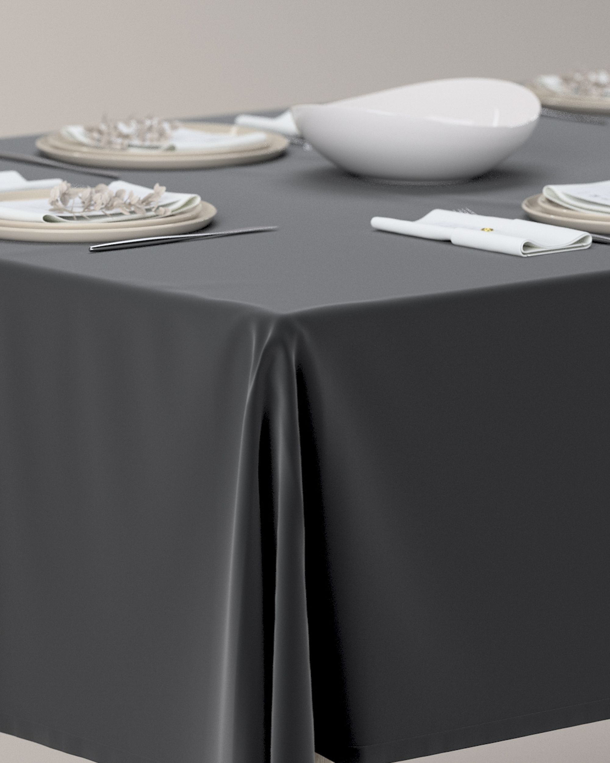 Rectangular tablecloth colour black fabric gloss, velvet (hover)