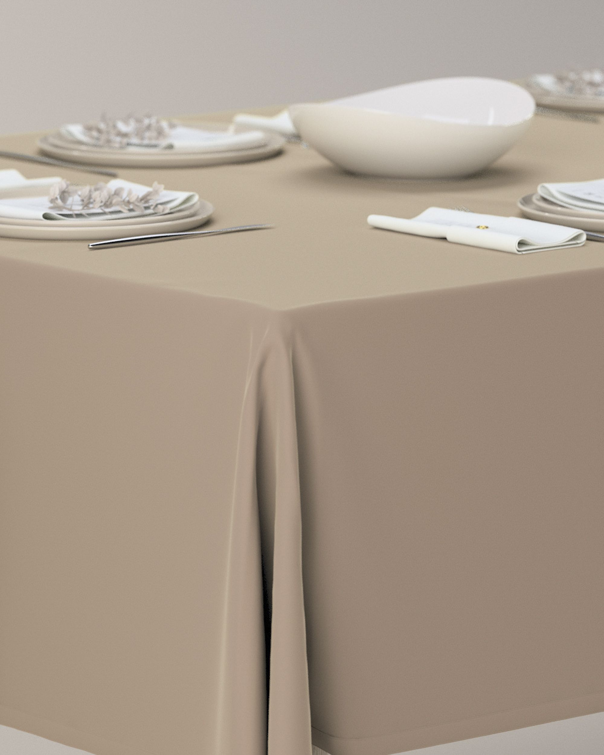 Rectangular tablecloth colour beige fabric gloss, velvet (hover)