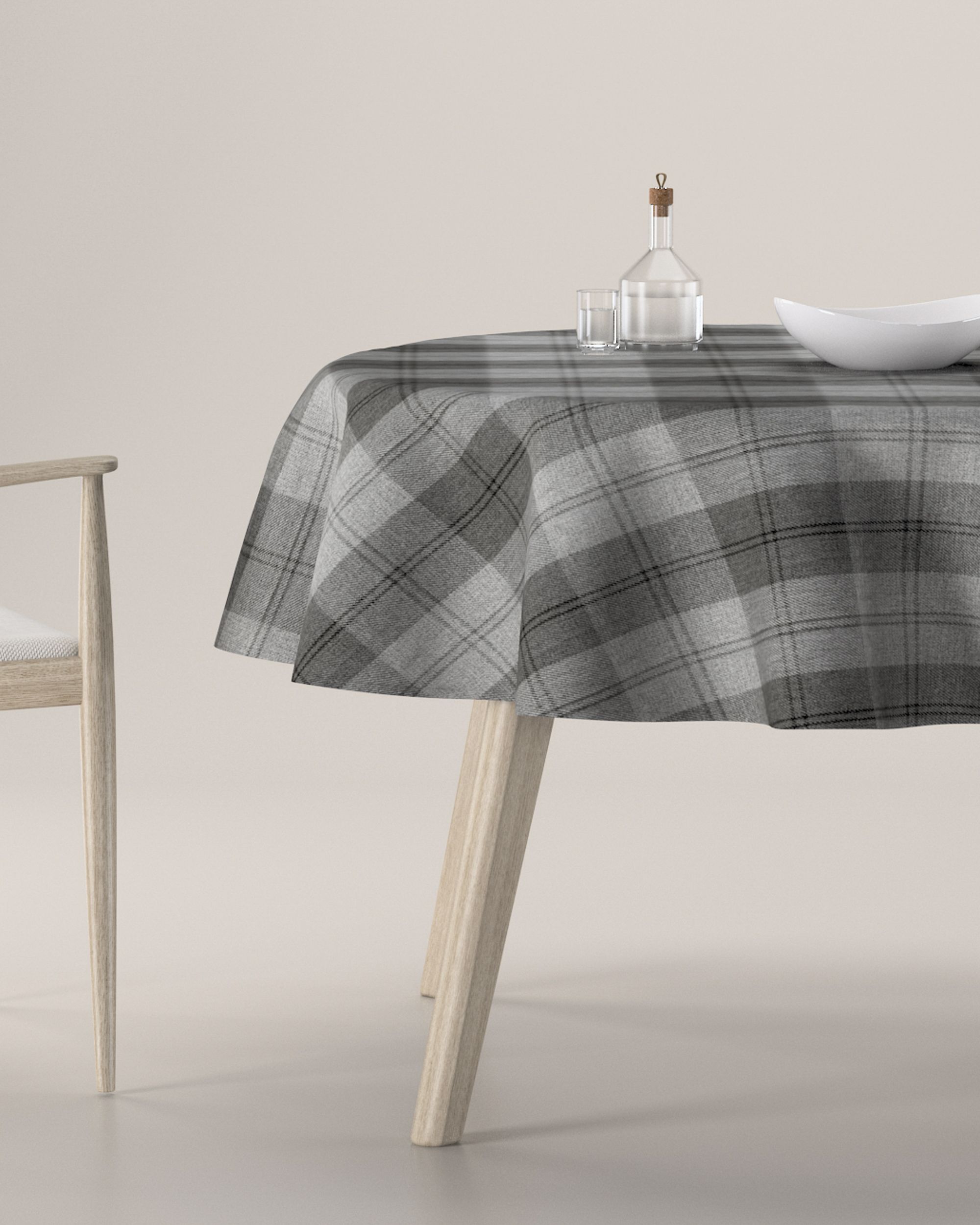 Round tablecloth colour grey fabric structured, patterned