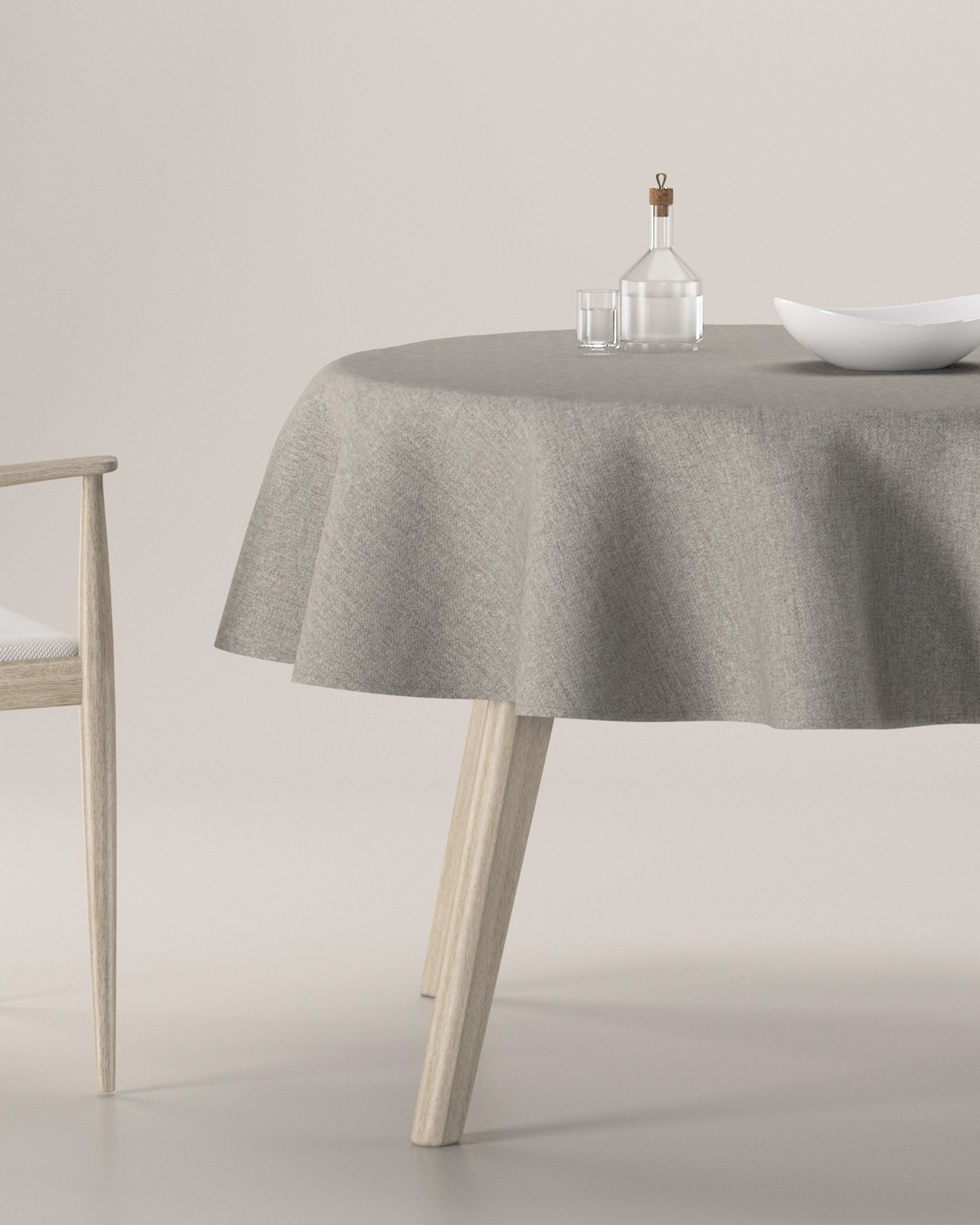 Round tablecloth colour grey fabric structured