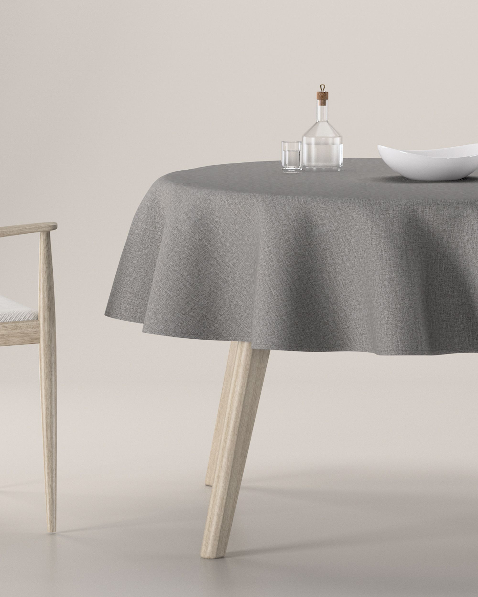Round tablecloth colour grey fabric structured