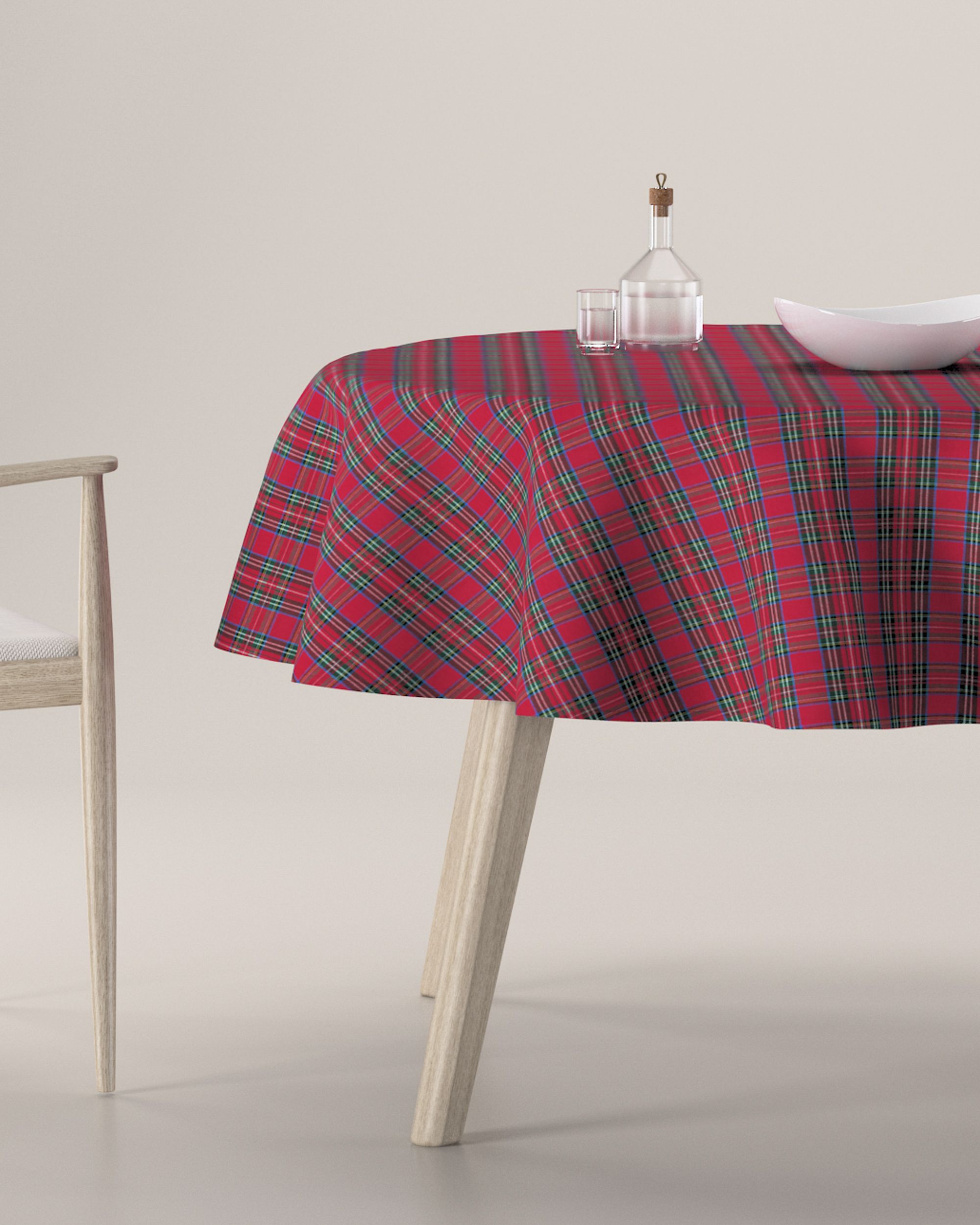 Round tablecloth colour red fabric patterned