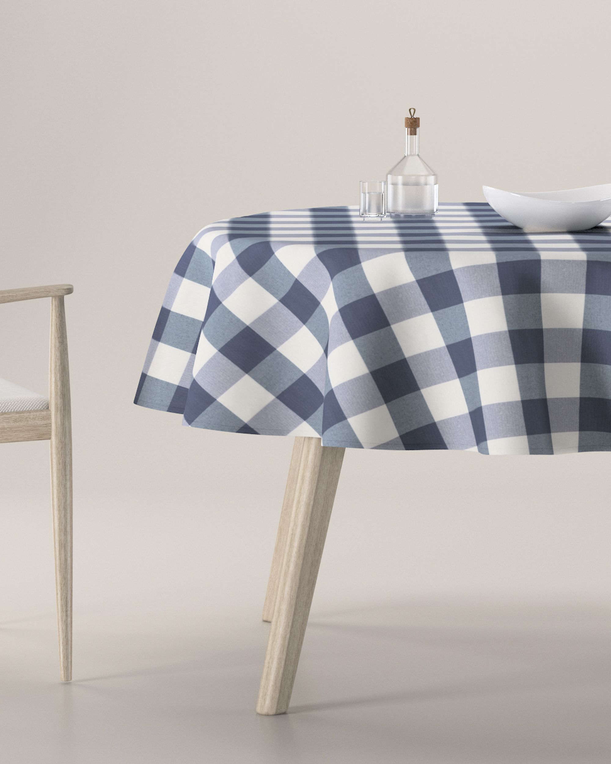 Round tablecloth colour navy blue fabric patterned