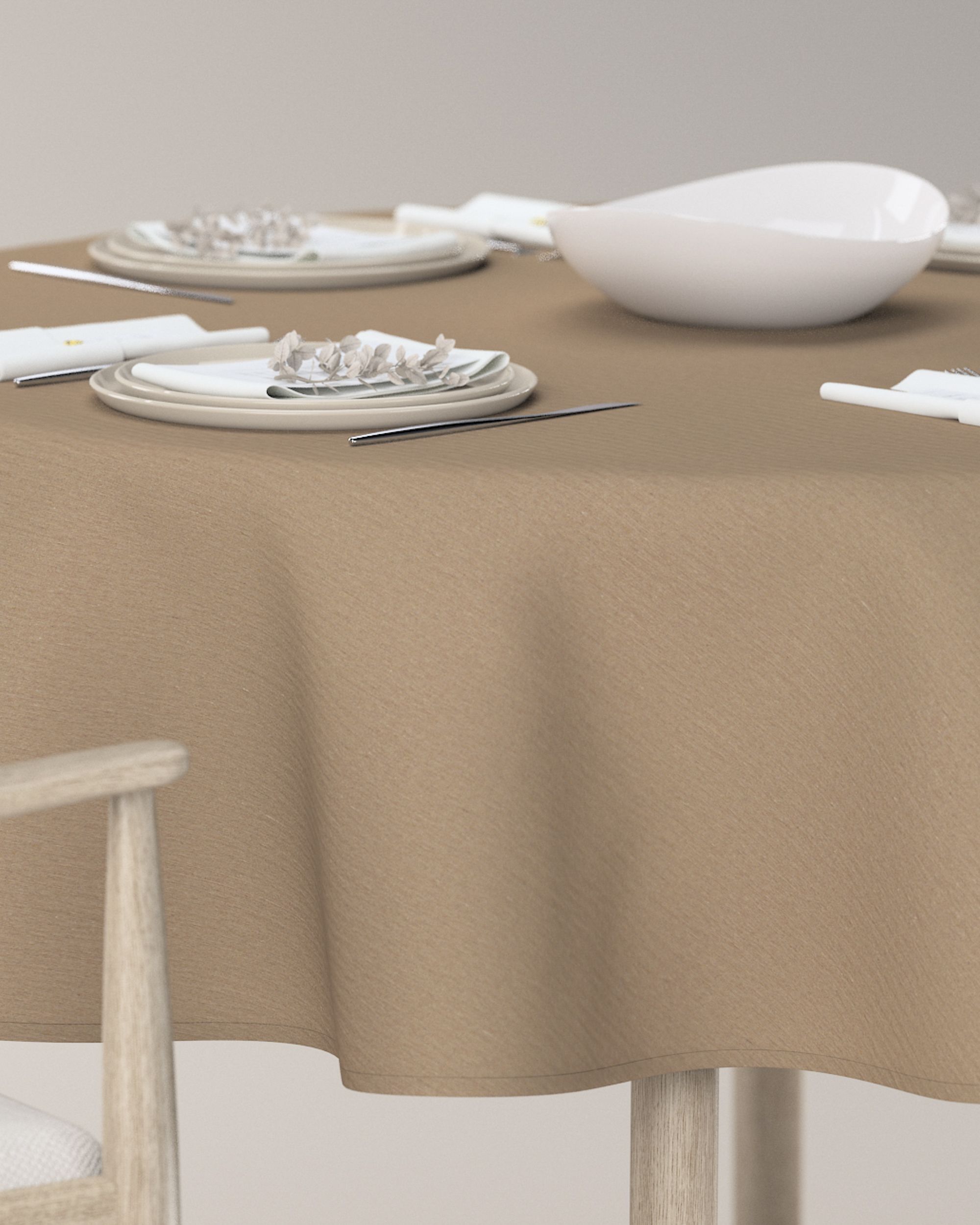 Round tablecloth colour beige (hover)