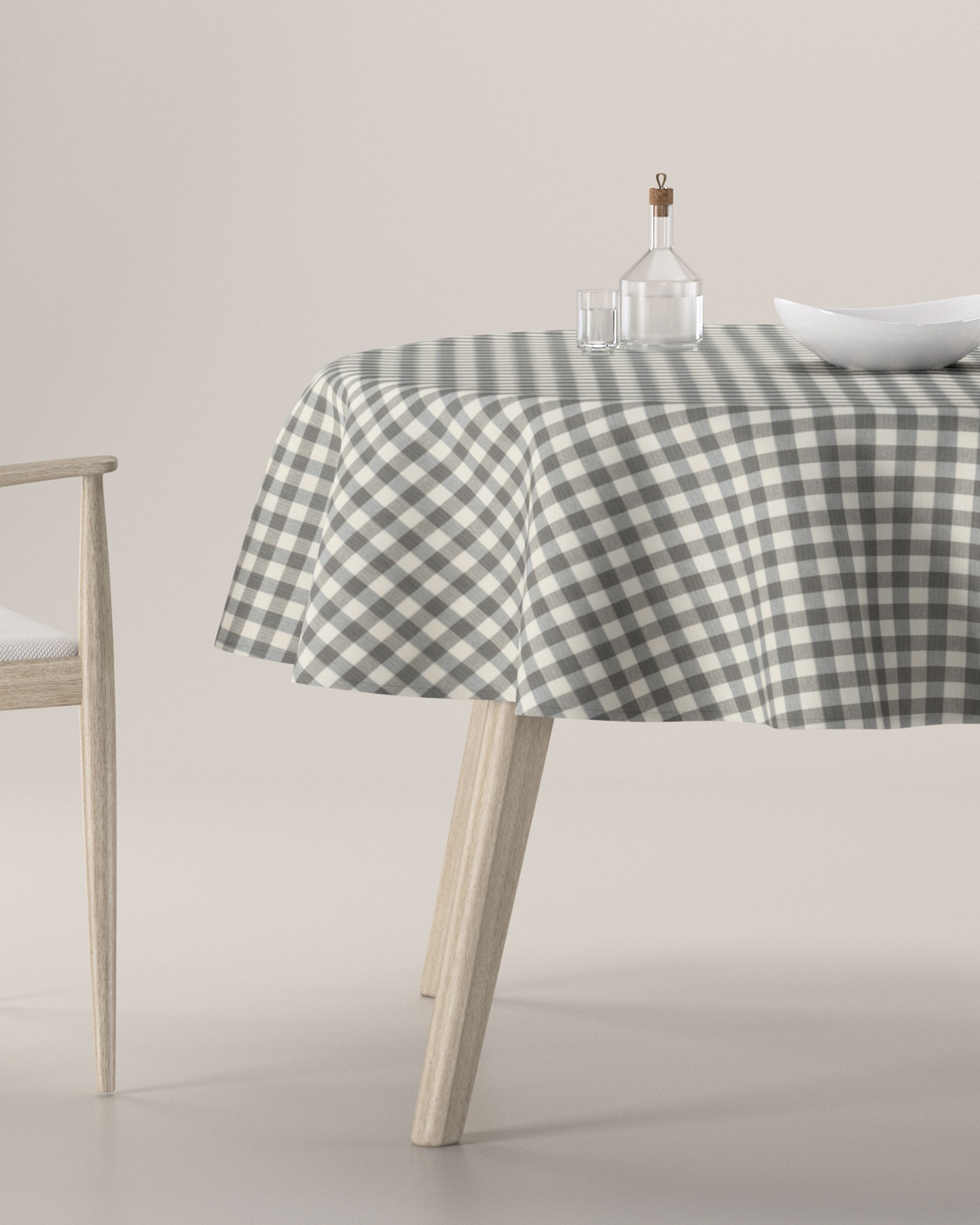 Round tablecloth colour grey fabric patterned