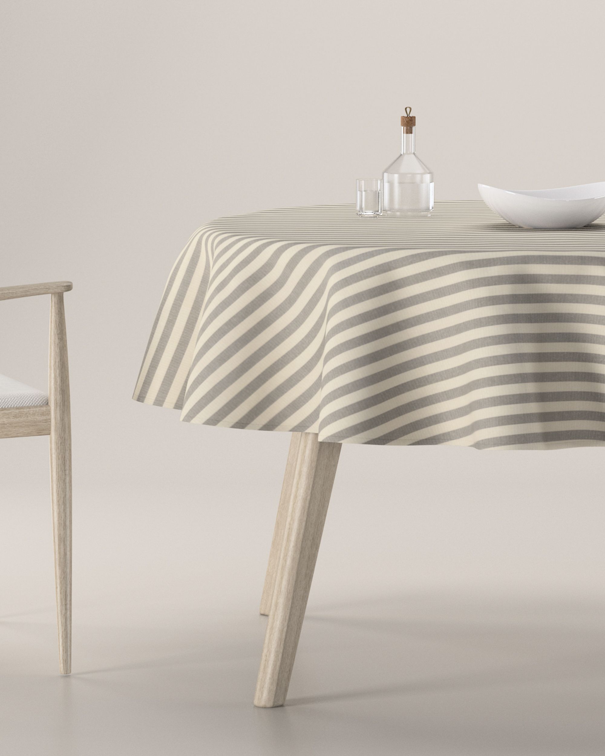 Round tablecloth colour grey fabric patterned