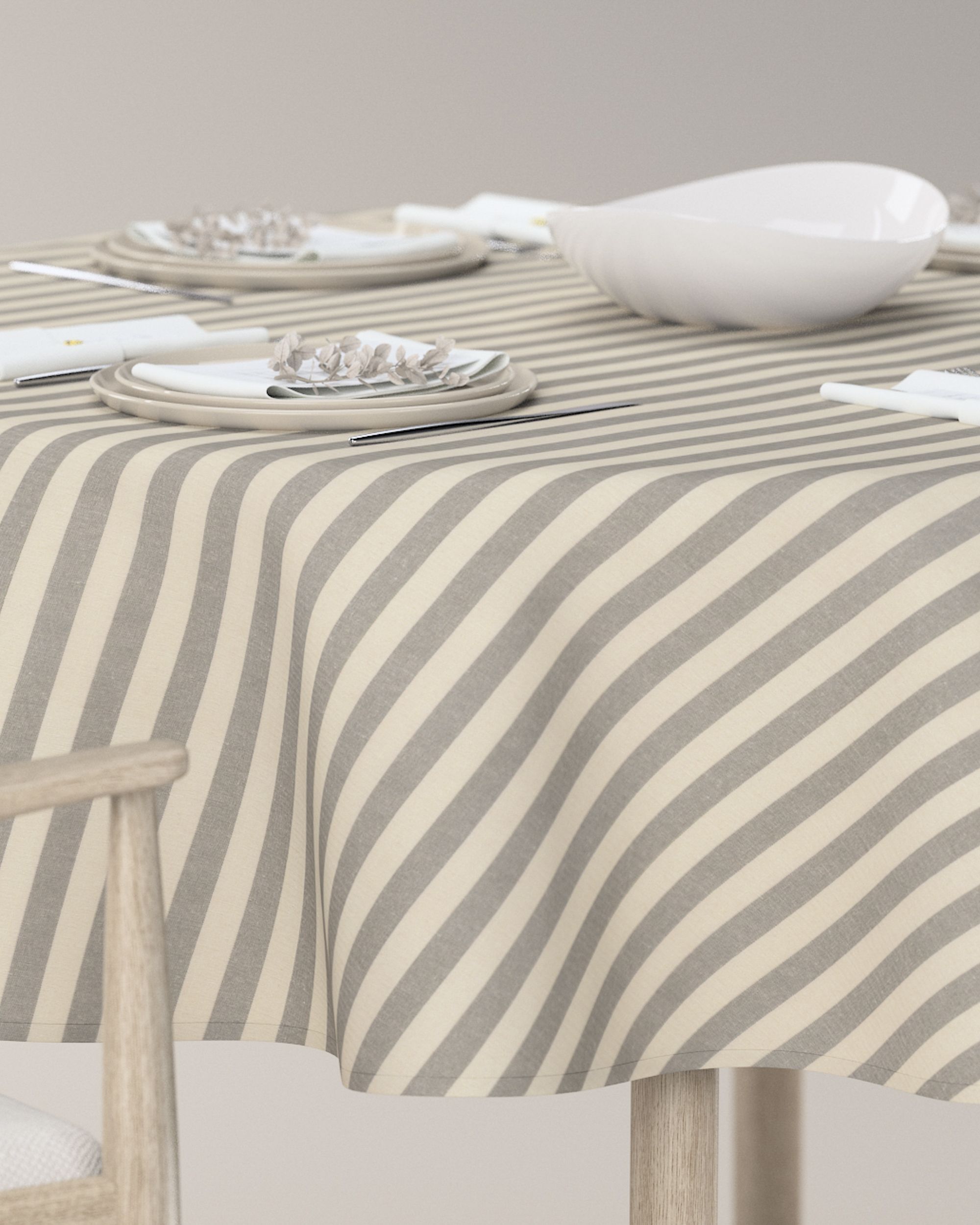 Round tablecloth colour grey fabric patterned (hover)