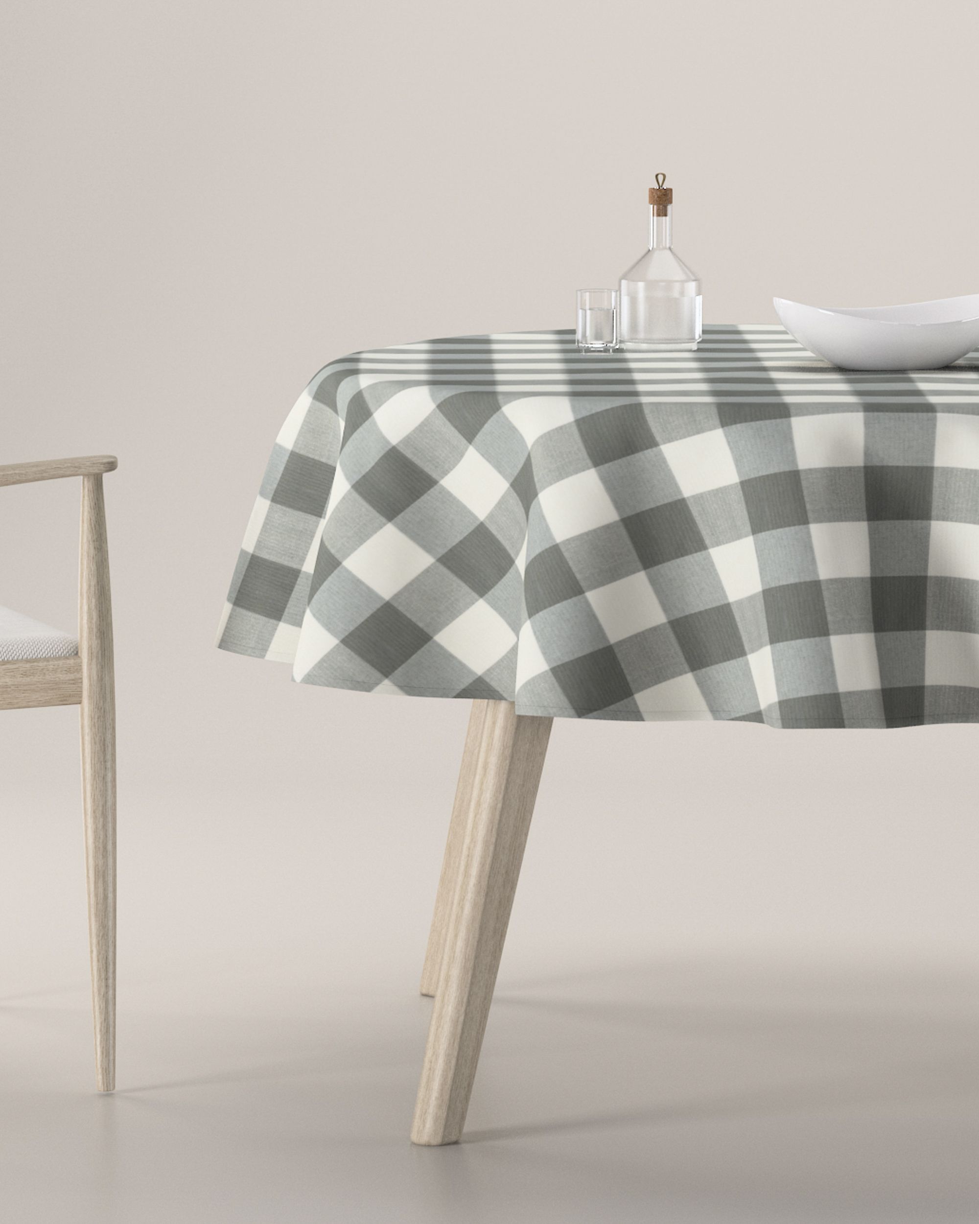 Round tablecloth colour grey fabric patterned