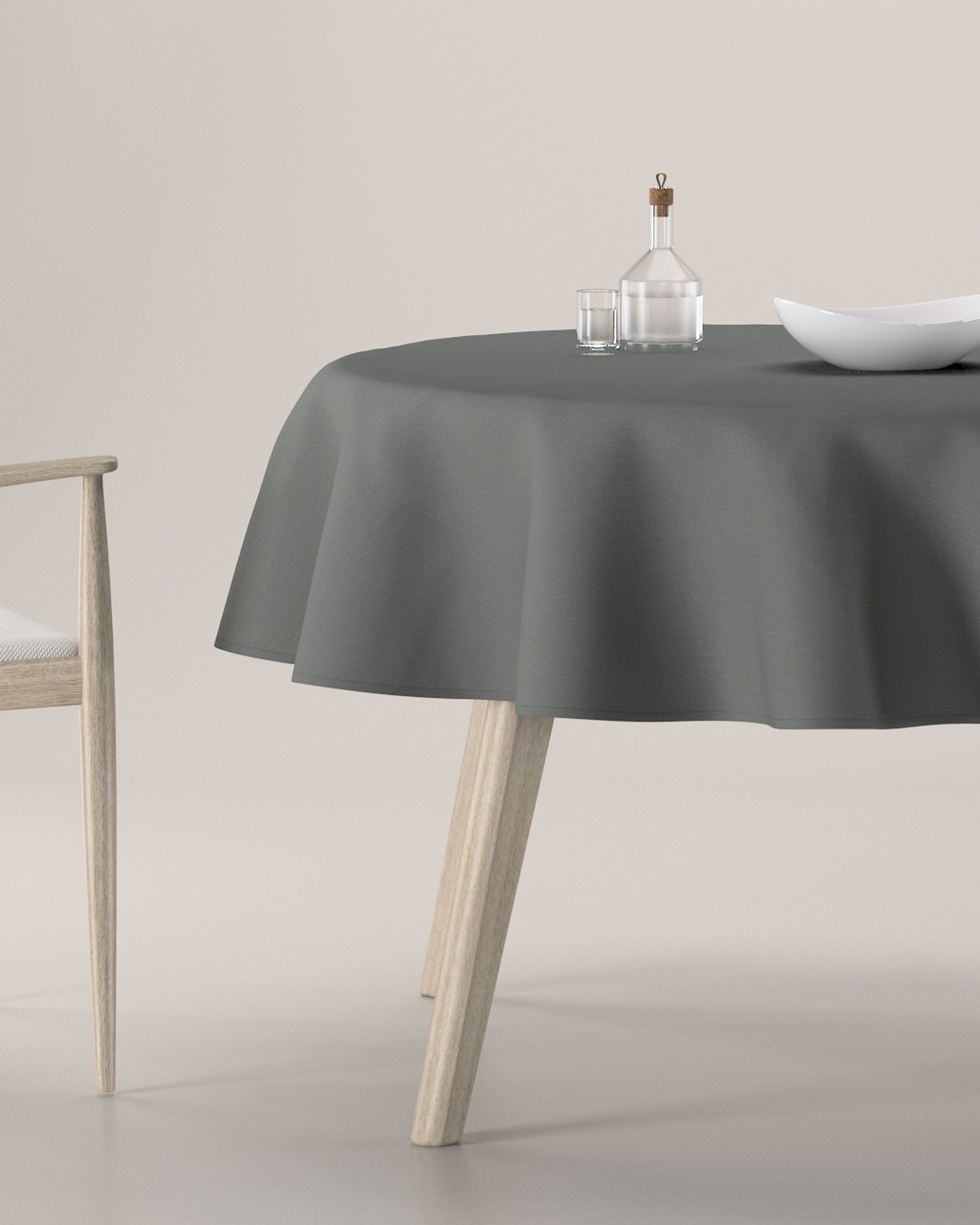 Round tablecloth colour grey