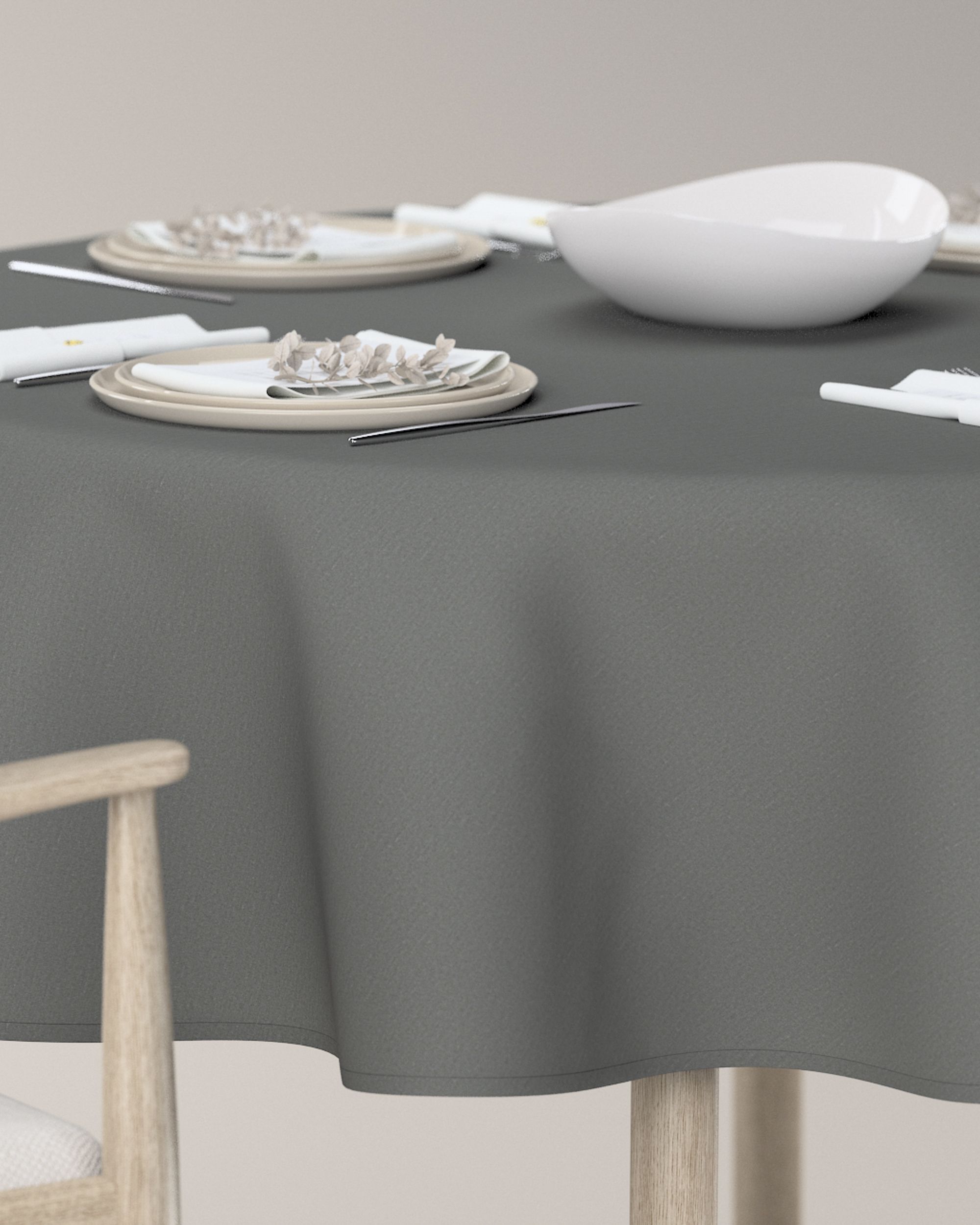 Round tablecloth colour grey (hover)