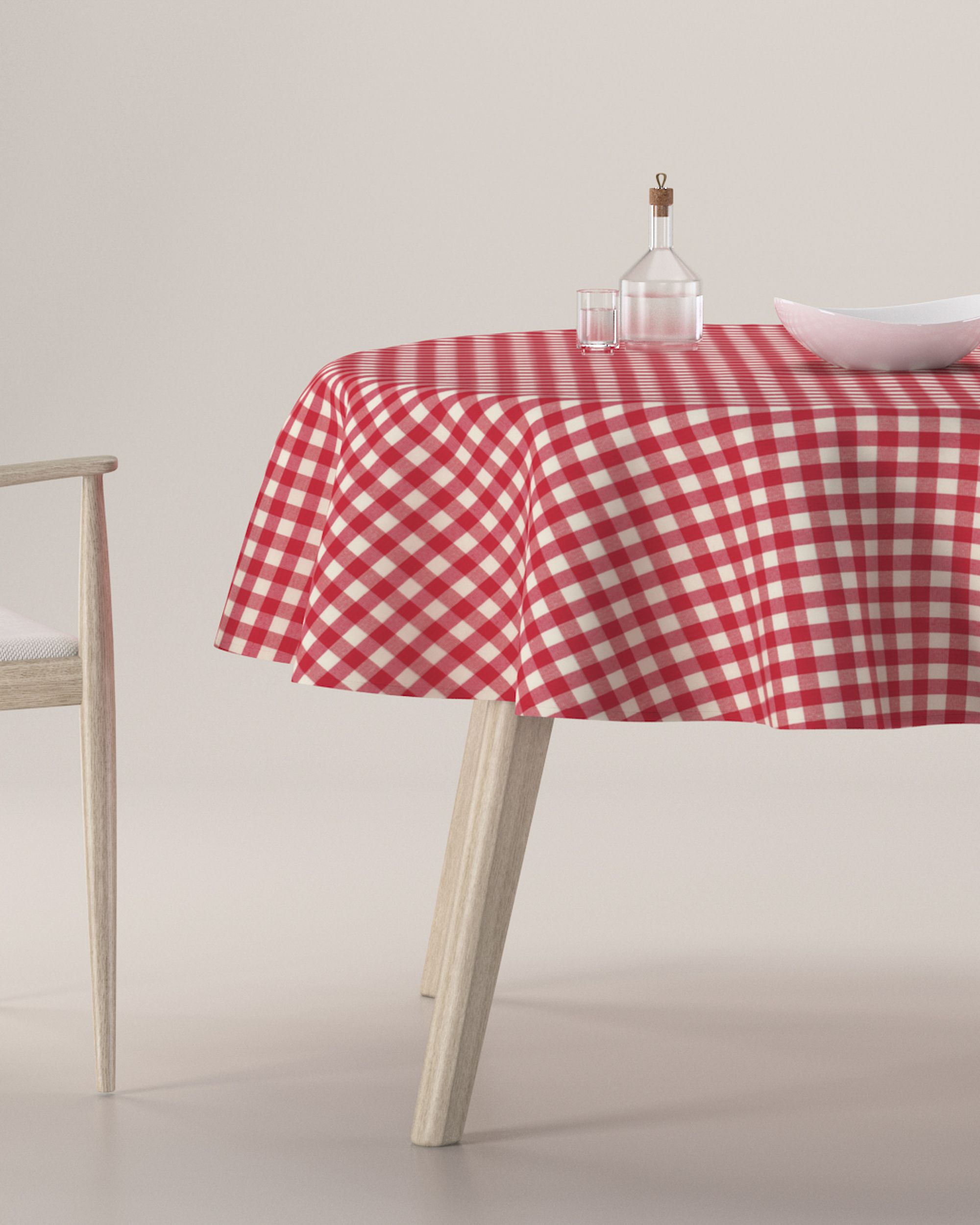 Round tablecloth colour red fabric patterned
