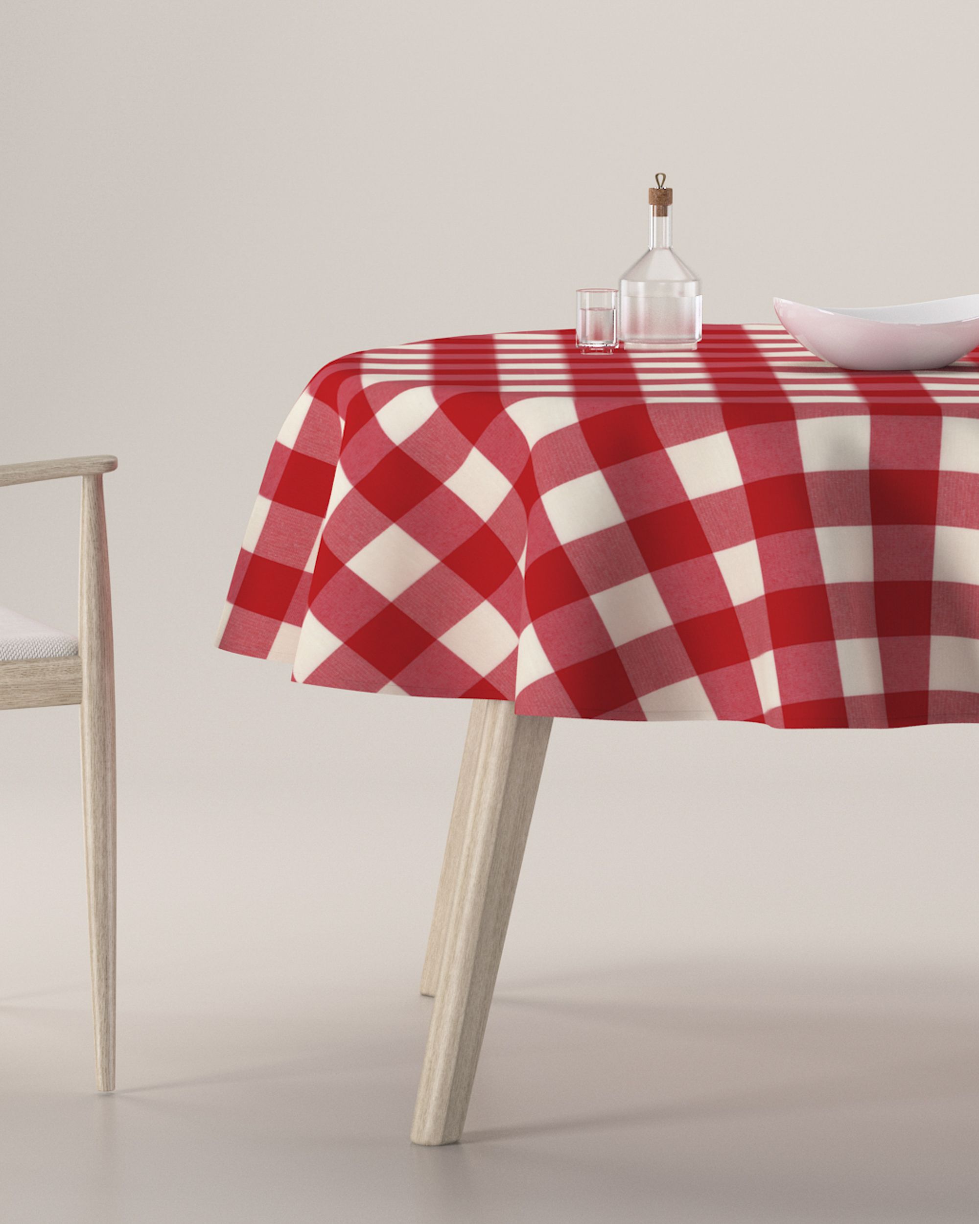 Round tablecloth colour red fabric patterned