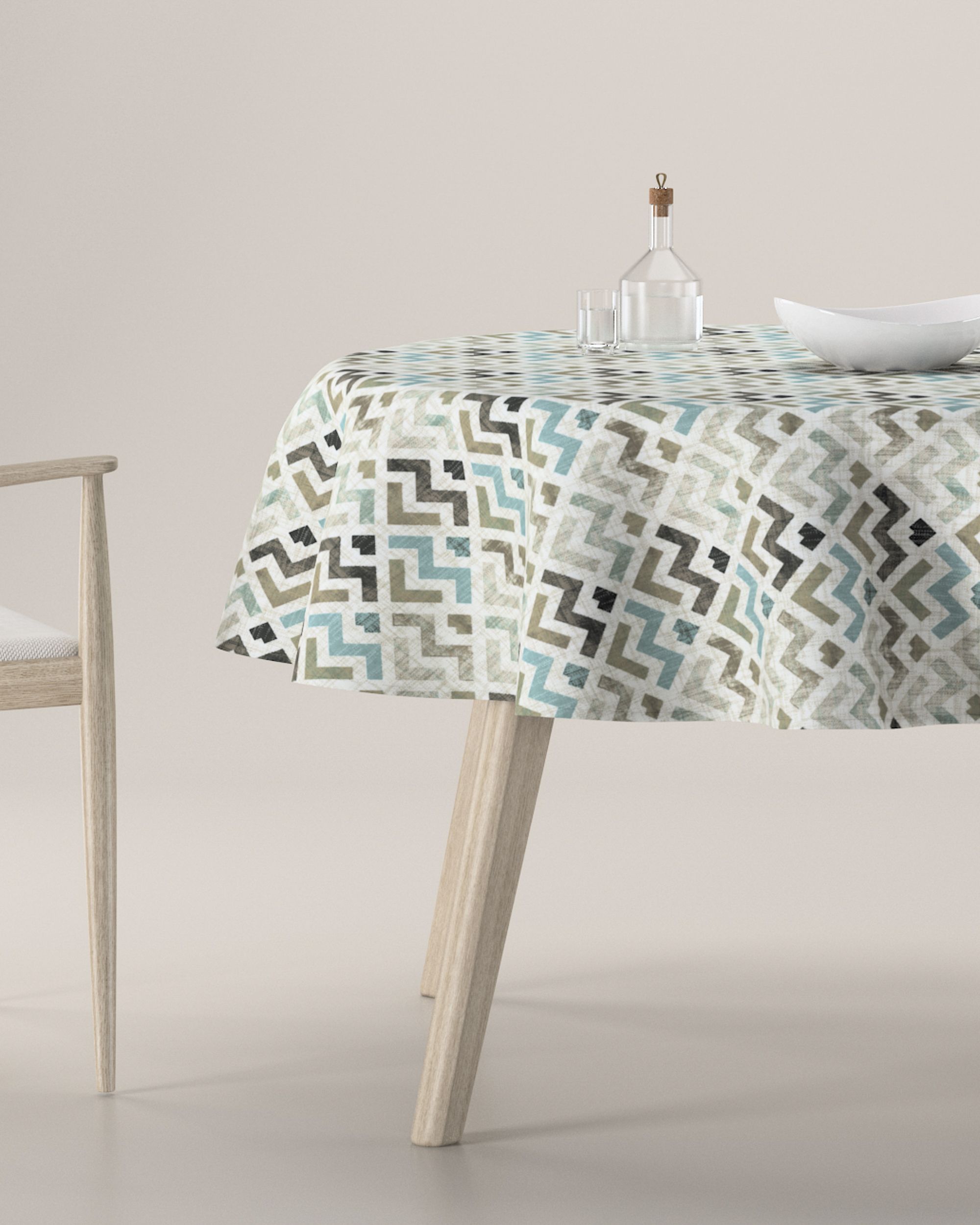 Round tablecloth colour brown fabric patterned