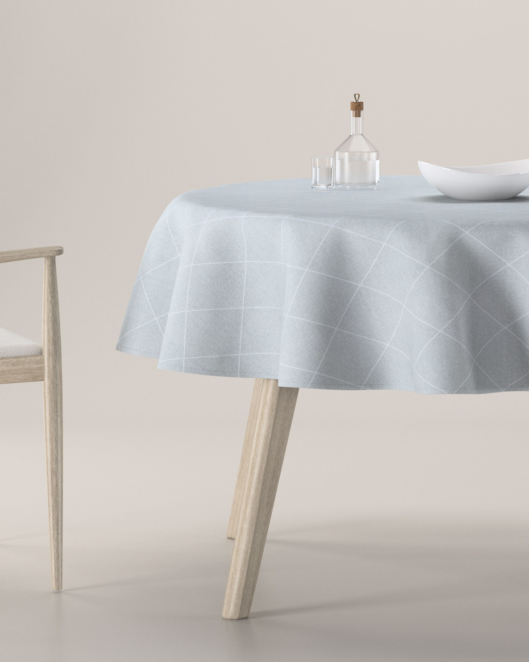Round tablecloth colour grey fabric structured, patterned