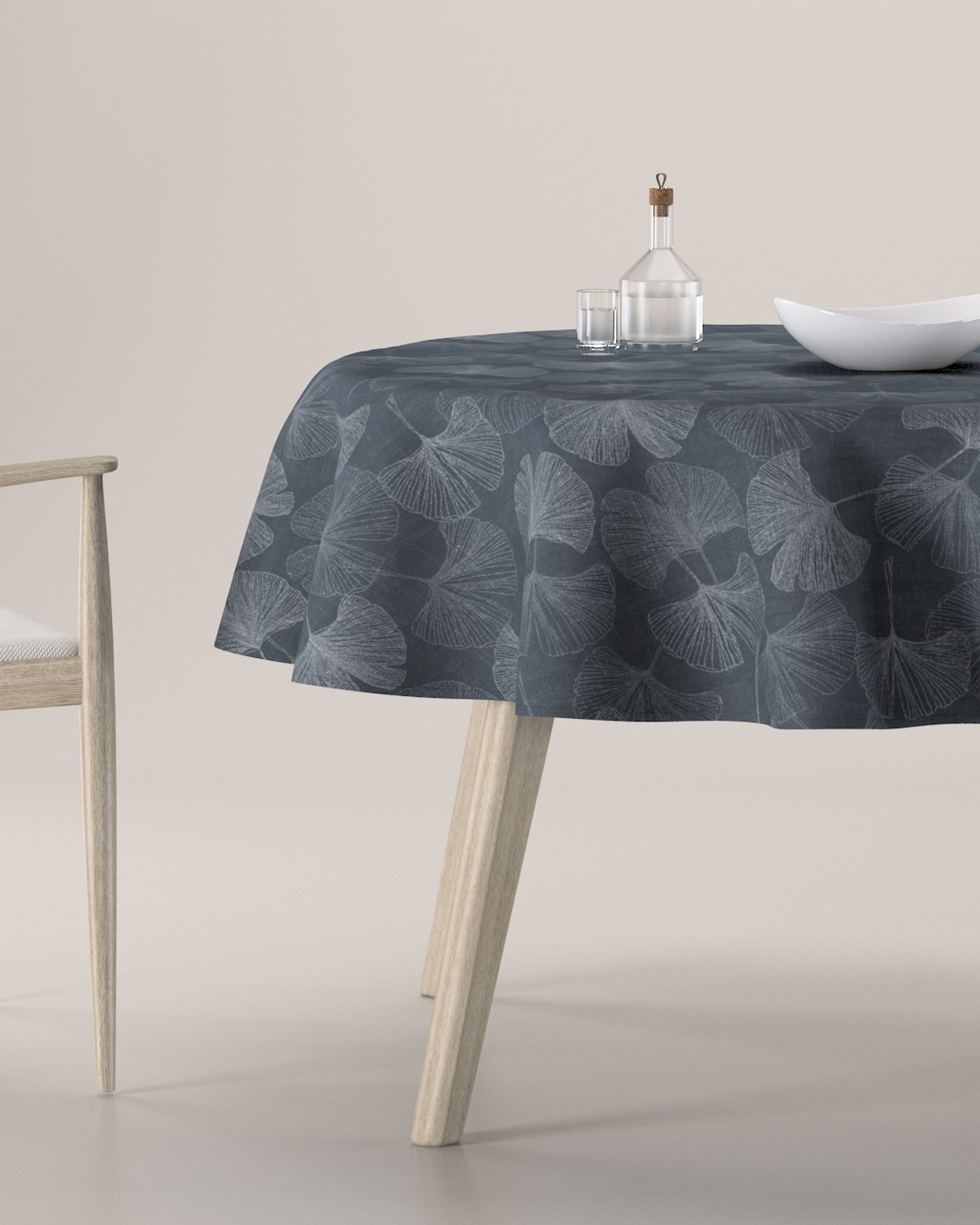 Round tablecloth colour grey fabric gloss, patterned