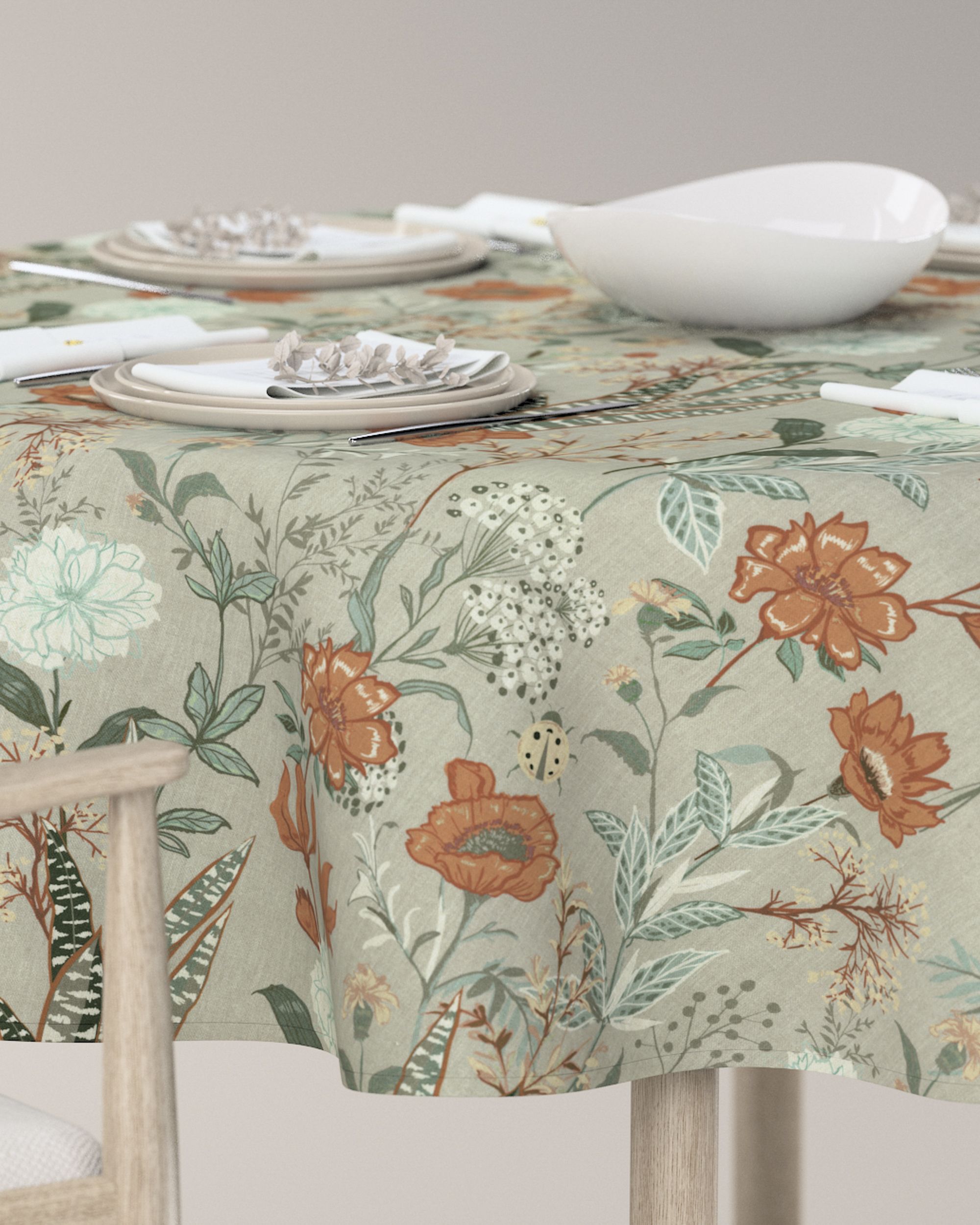 Round tablecloth colour multicolour fabric patterned (hover)