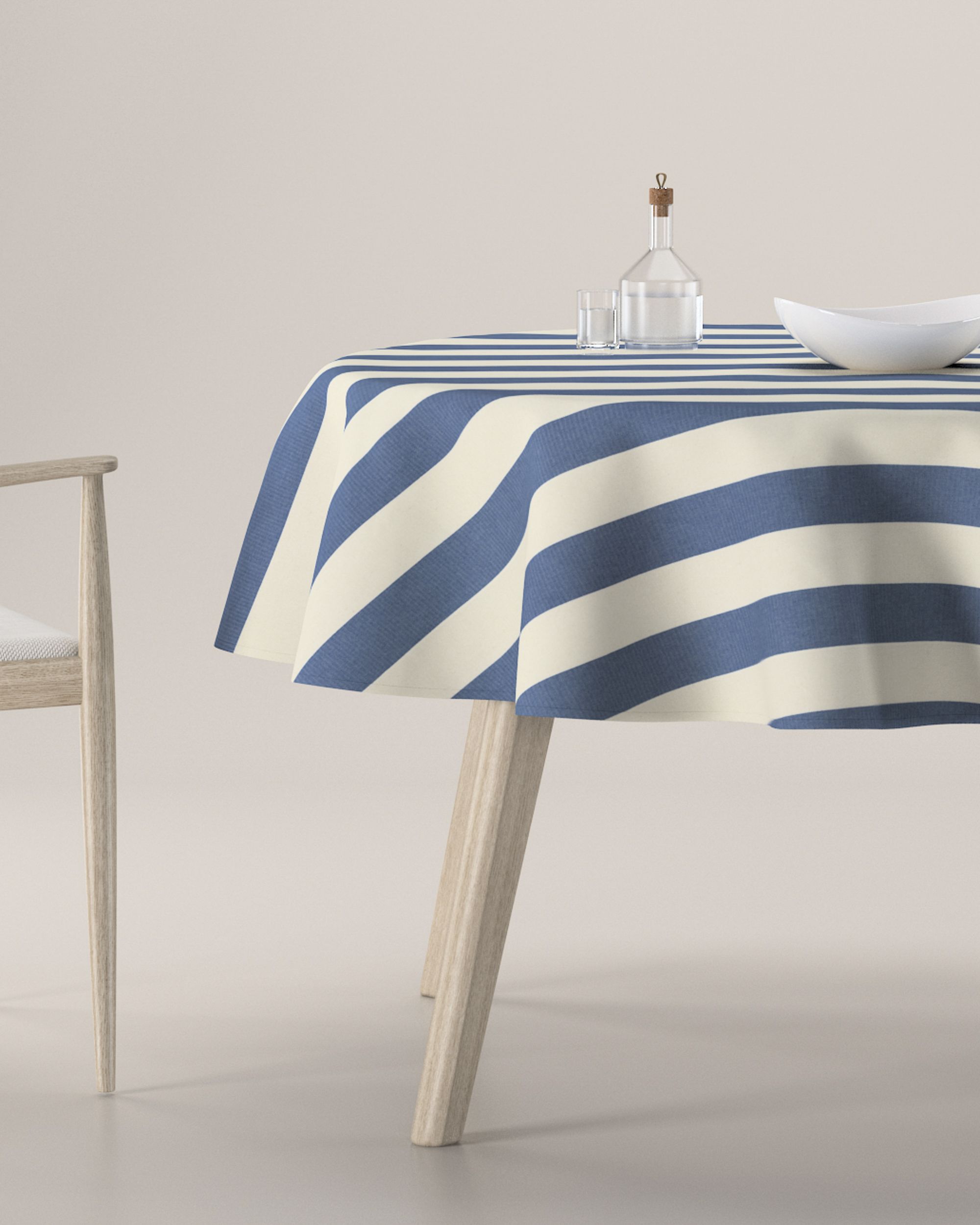 Round tablecloth colour blue fabric patterned
