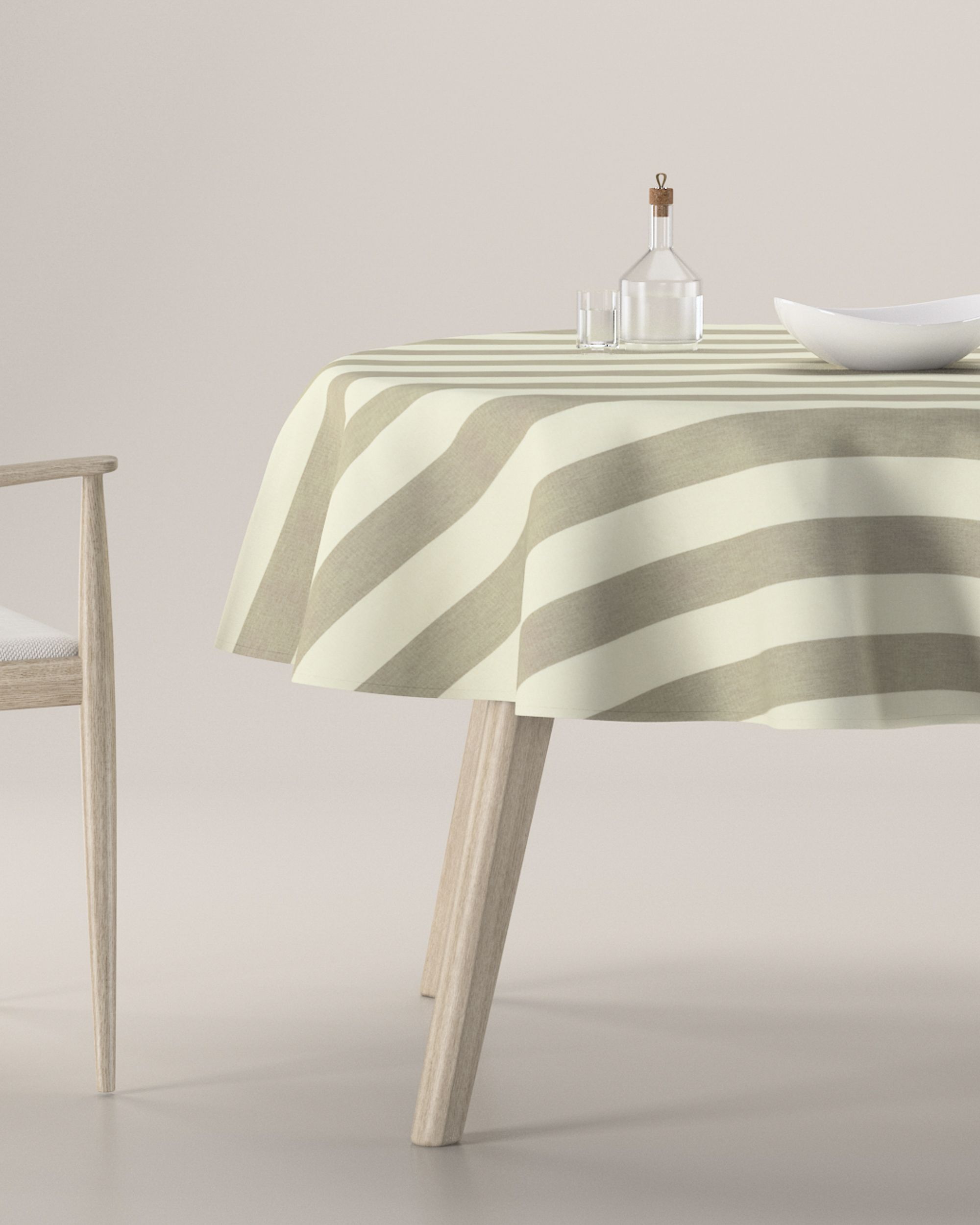 Round tablecloth colour beige fabric patterned