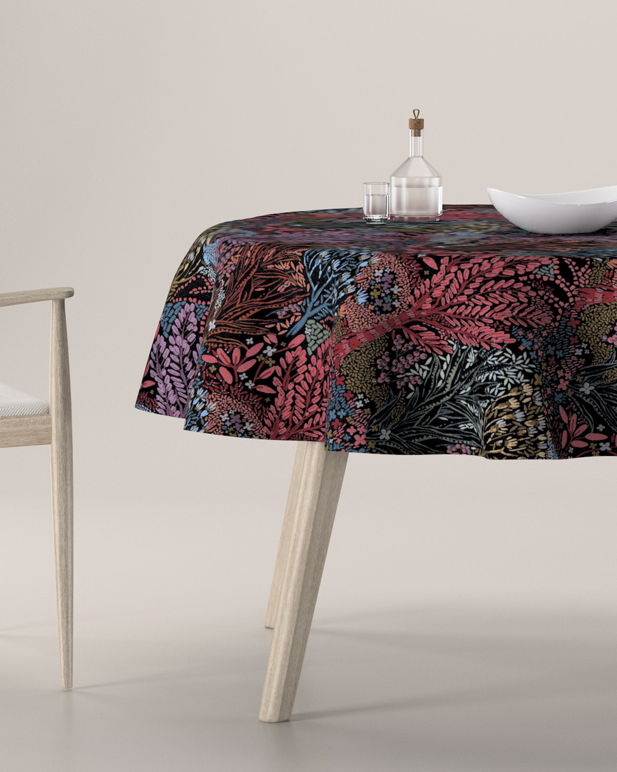 Round tablecloth colour multicolour fabric structured, patterned