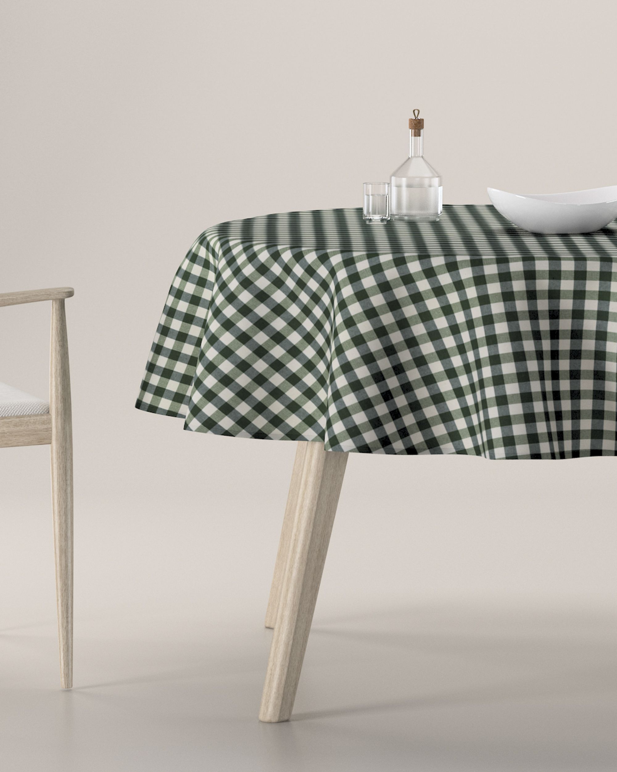 Round tablecloth colour green fabric patterned