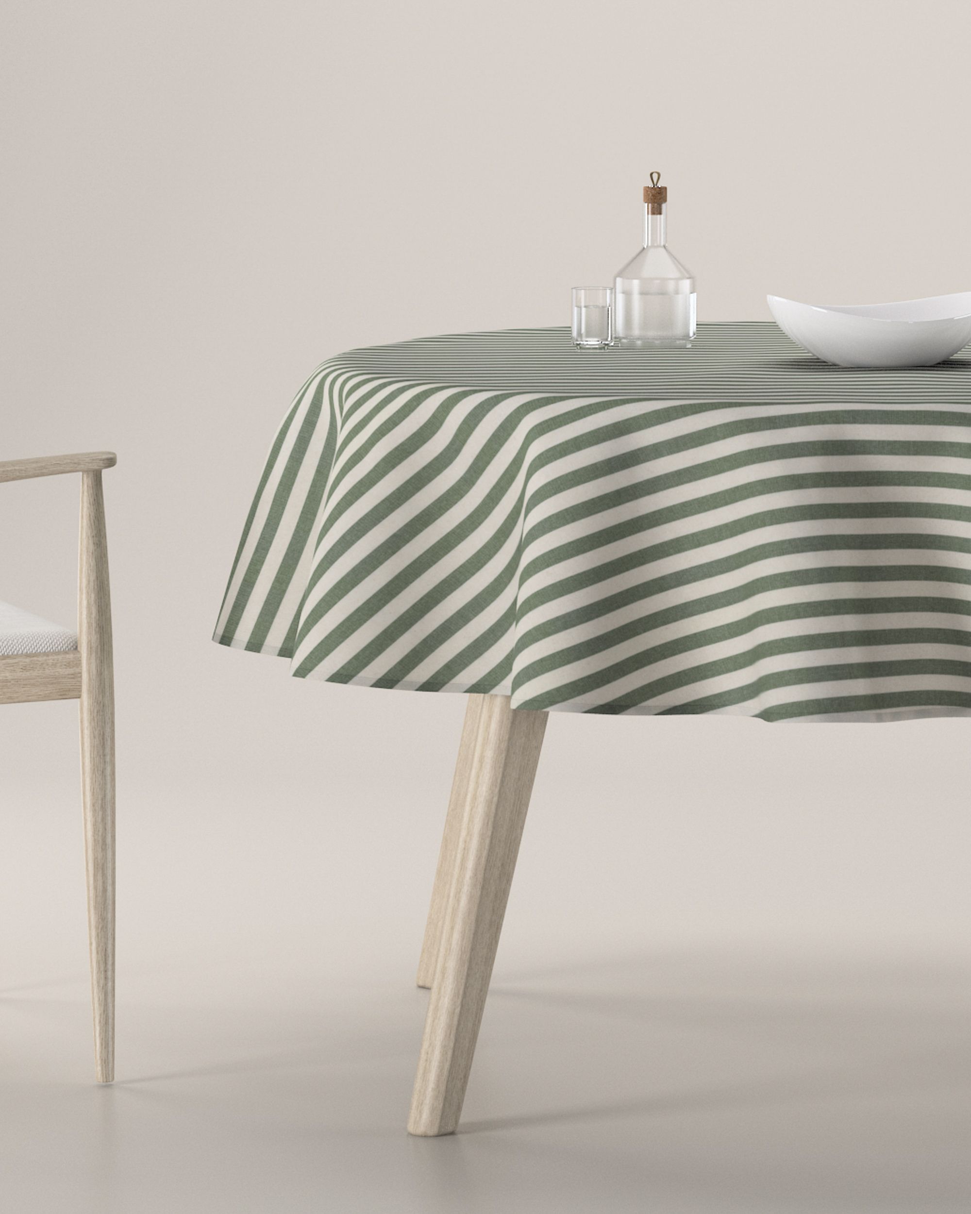 Round tablecloth colour green fabric patterned
