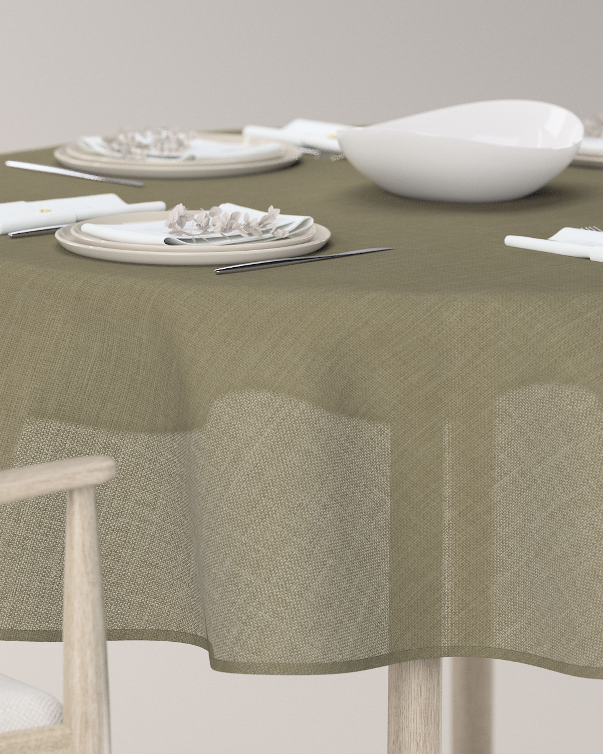 Round tablecloth colour brown fabric structured (hover)