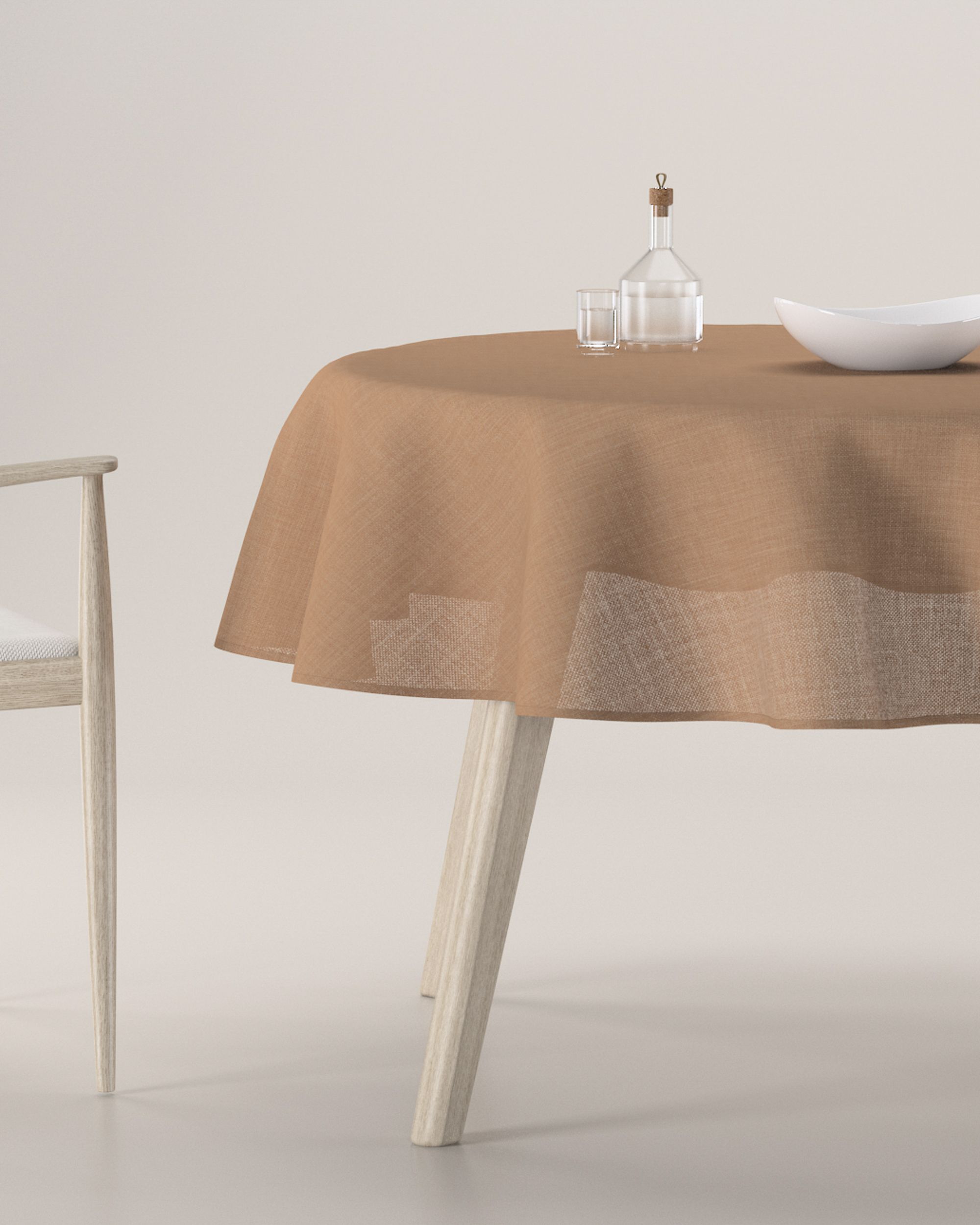 Round tablecloth colour brown fabric structured