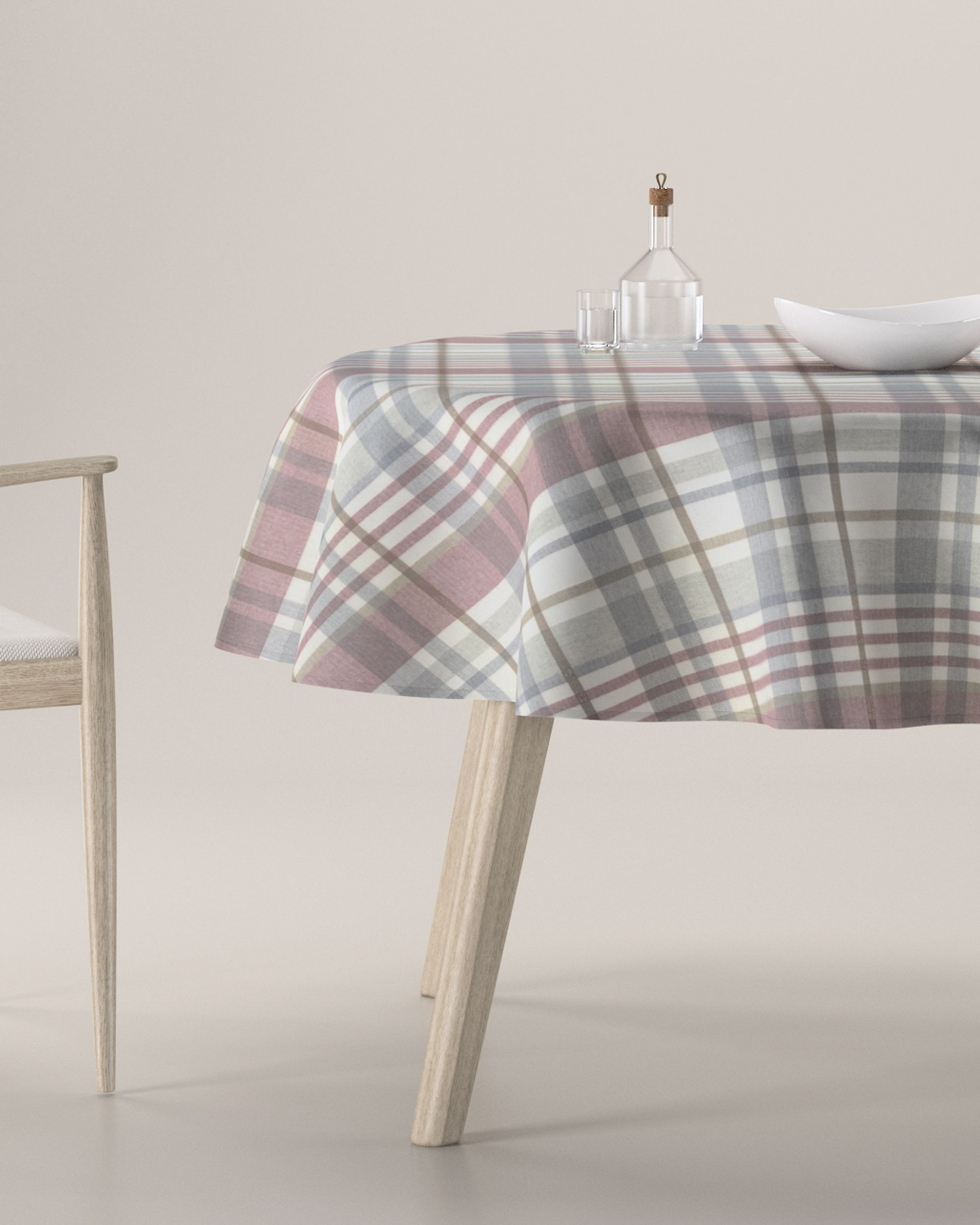 Round tablecloth colour grey fabric patterned