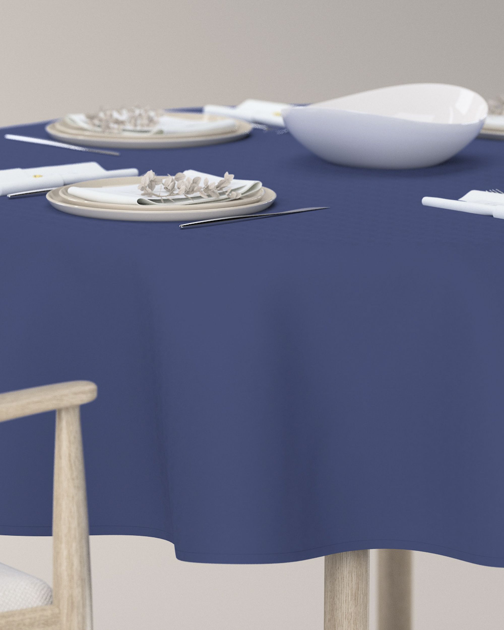 Round tablecloth colour navy blue (hover)