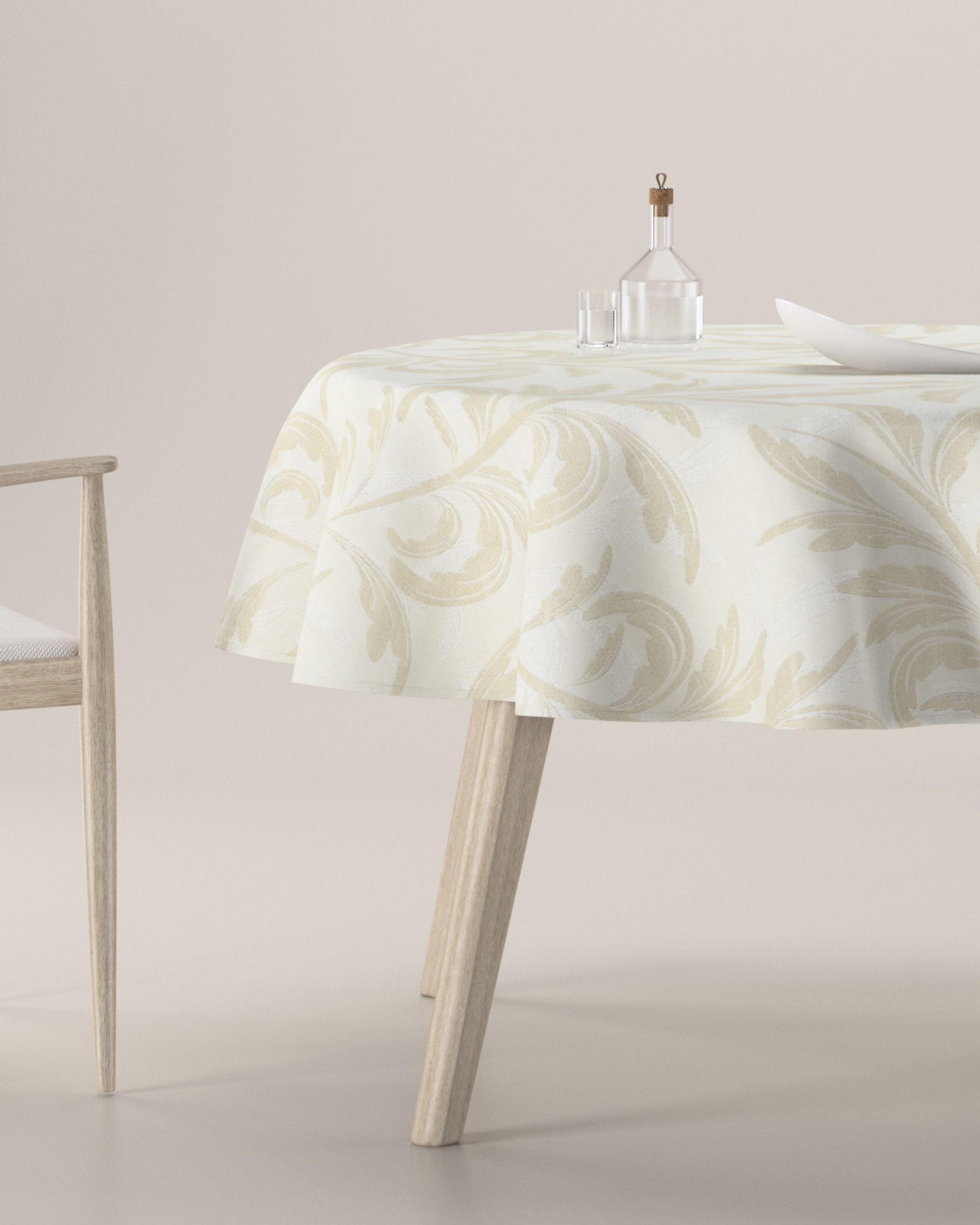 Round tablecloth colour grey fabric gloss, structured, patterned