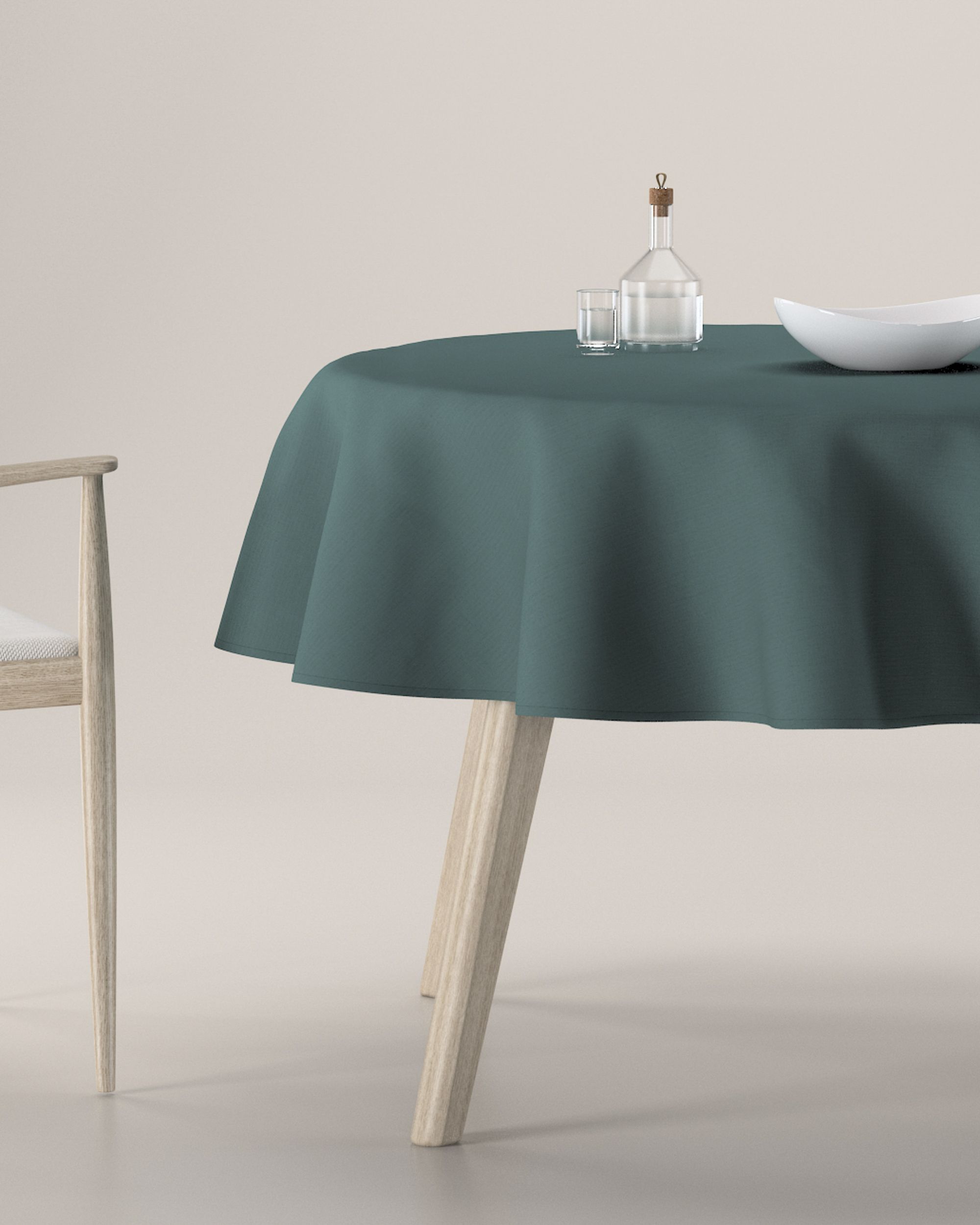 Round tablecloth colour green fabric semi-sheer, structured
