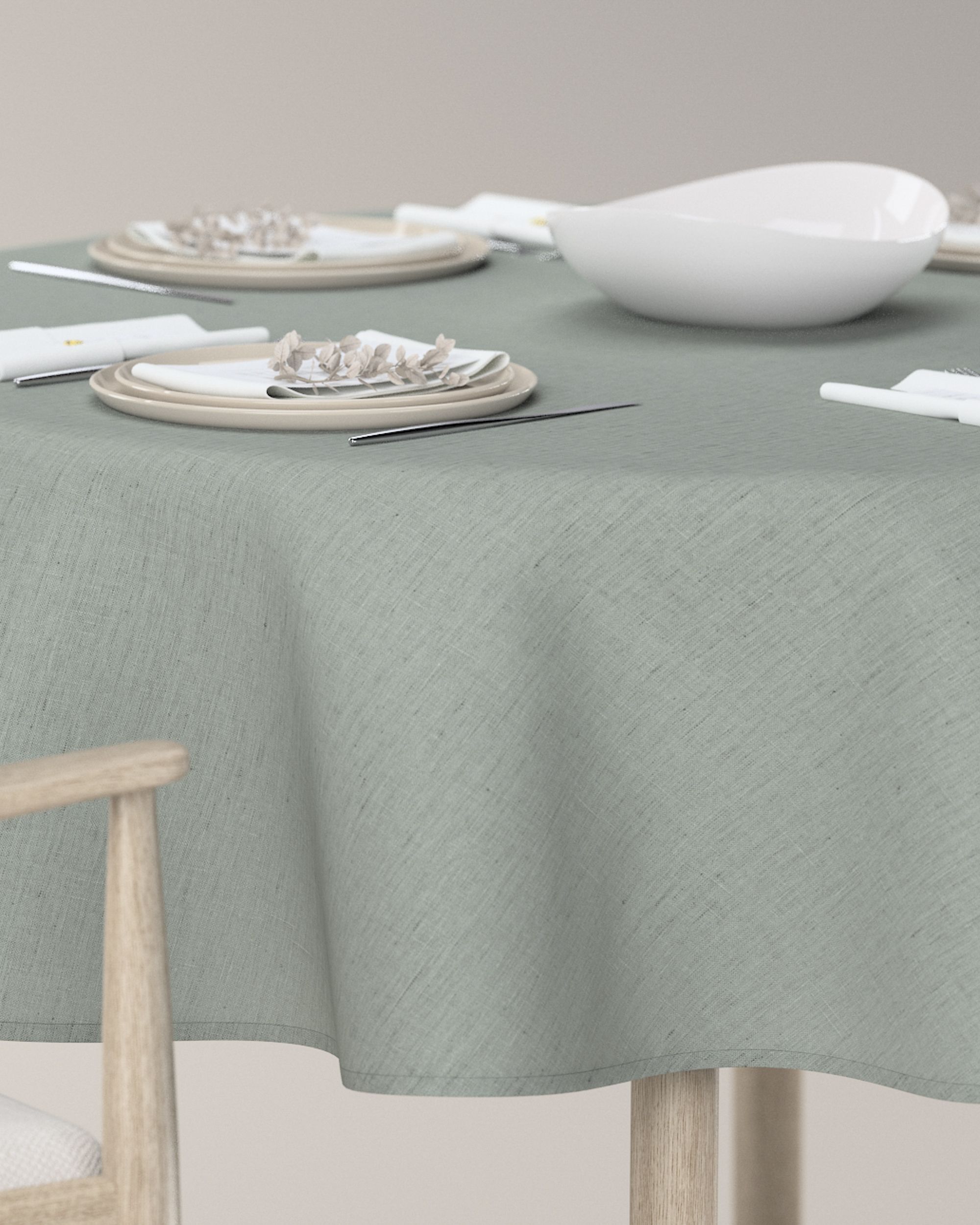 Round tablecloth colour grey fabric semi-sheer, structured (hover)