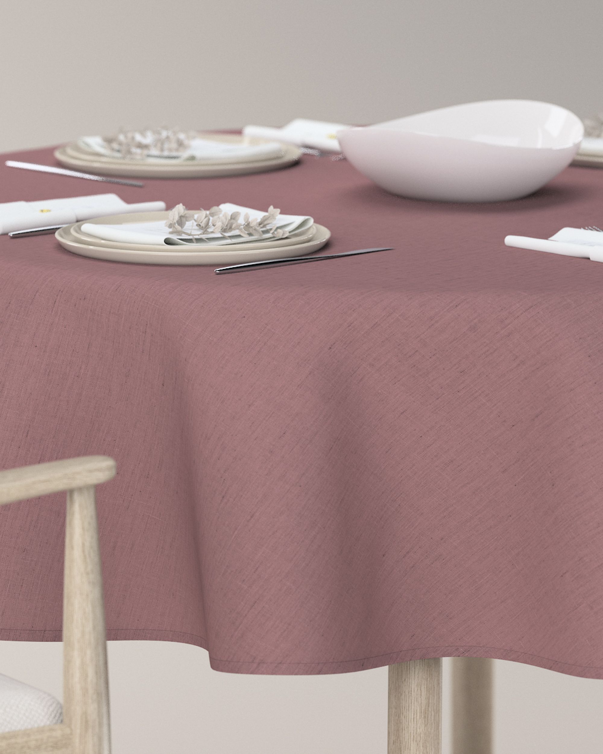 Round tablecloth colour pink fabric semi-sheer, structured (hover)