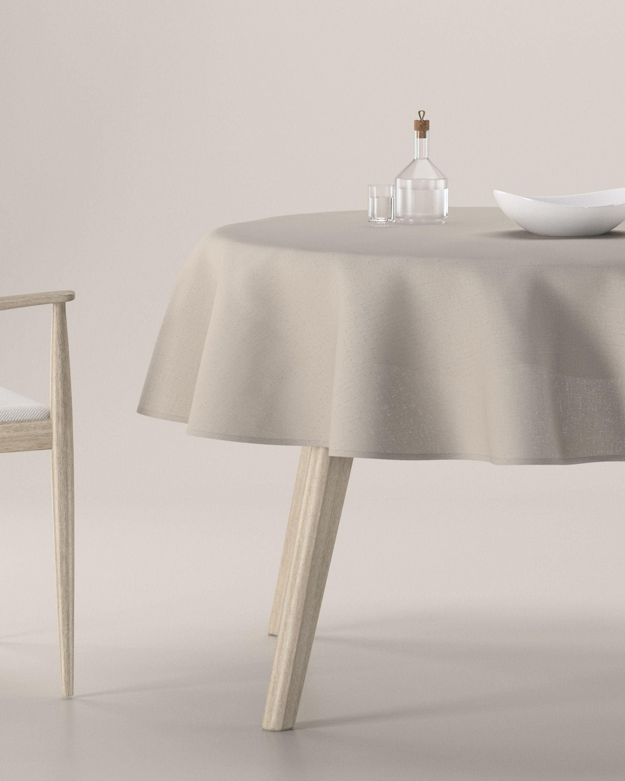 Round tablecloth colour beige fabric semi-sheer, structured