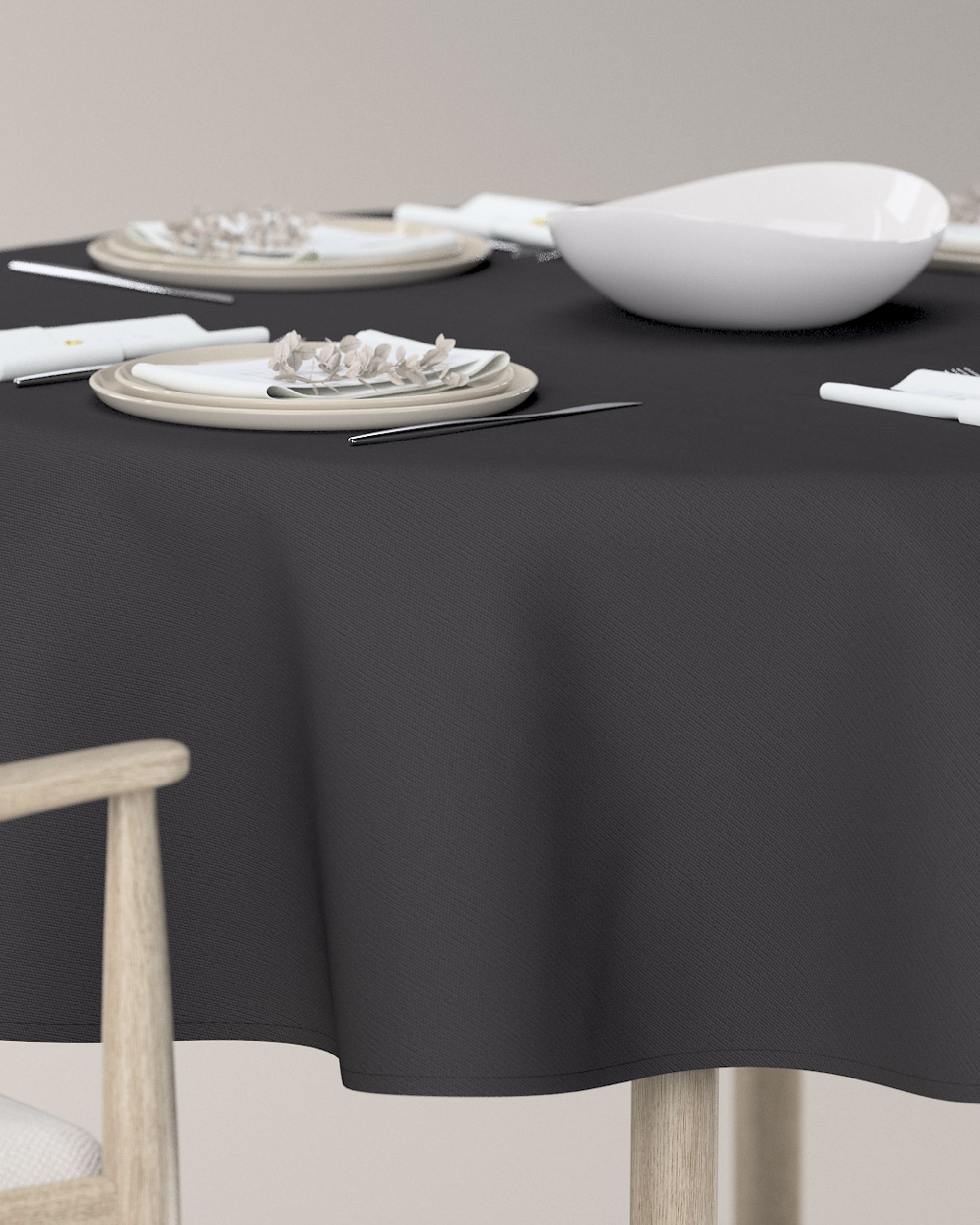 Round tablecloth colour grey (hover)