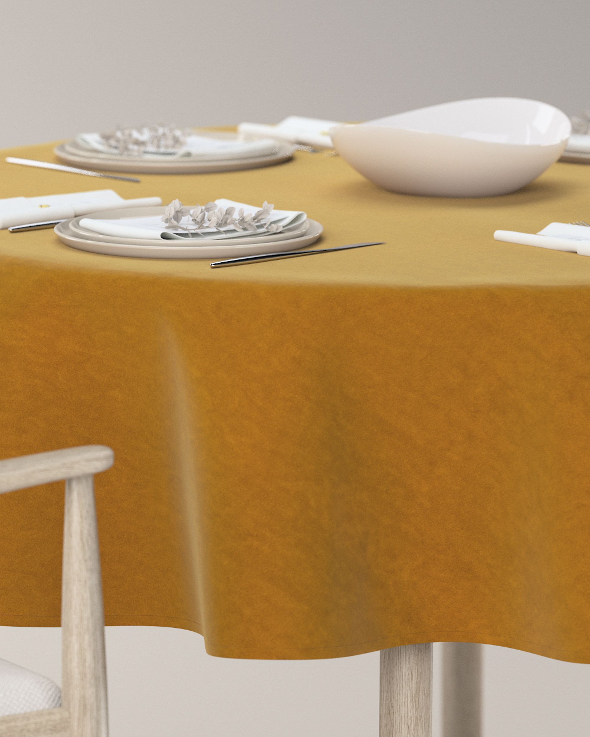 Round tablecloth colour yellow fabric gloss, velvet (hover)